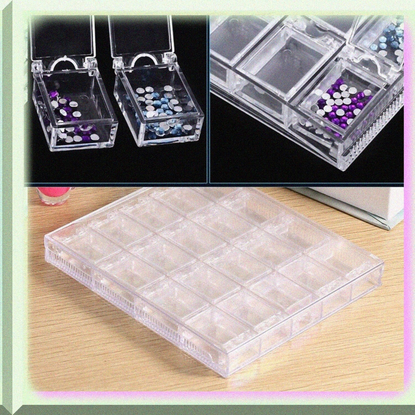 20 Grids Acrylic Nail Art Decorations Storage Box