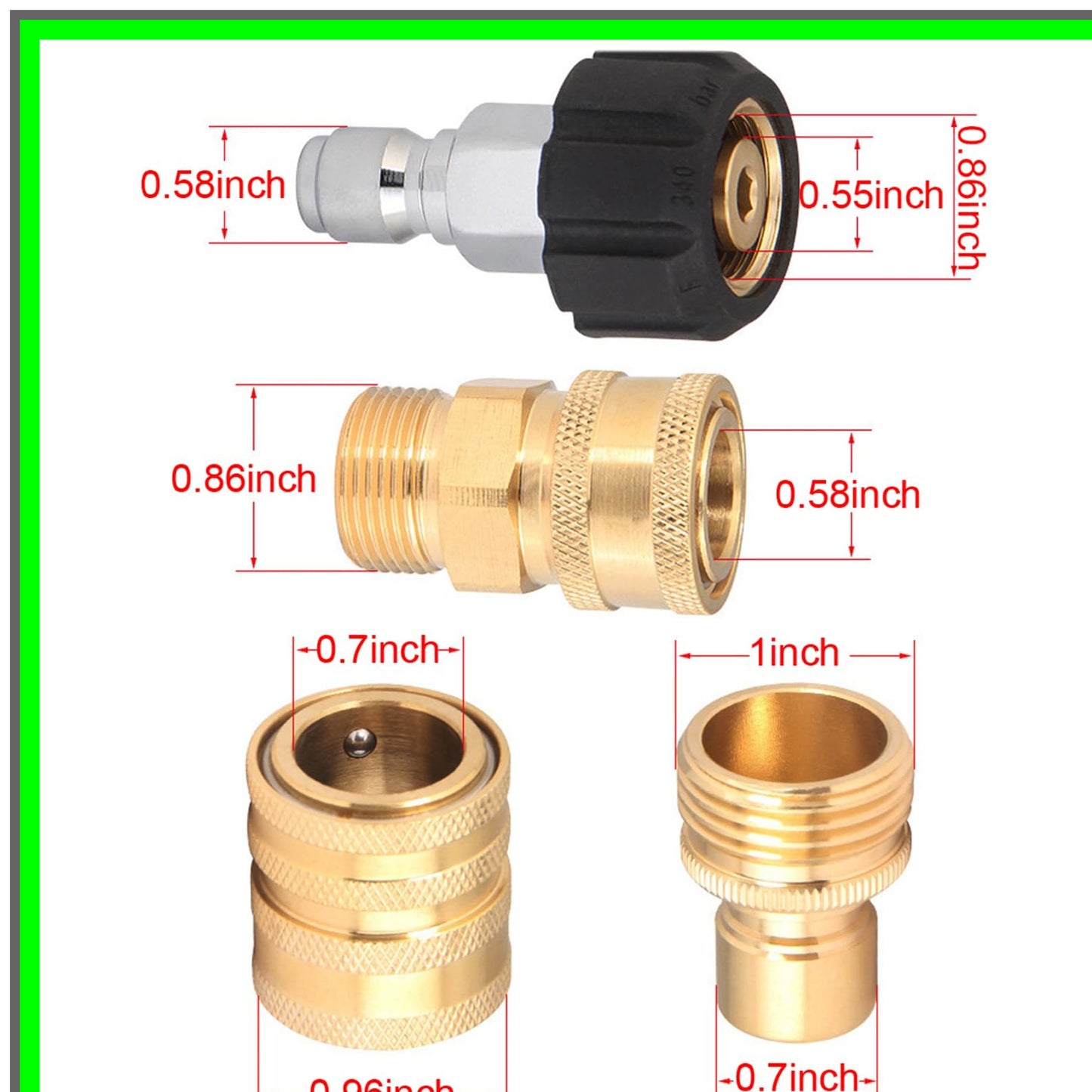 Pressure Washer Quick Disconnect Adapter Set for Garden Hoses and Fittings