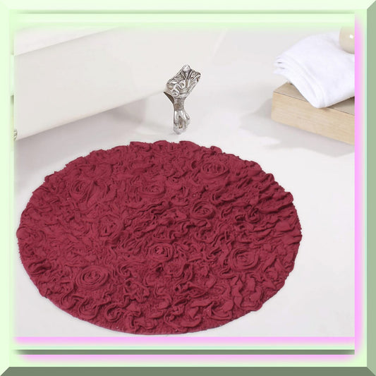 30" Round Cotton Bath Rug Red