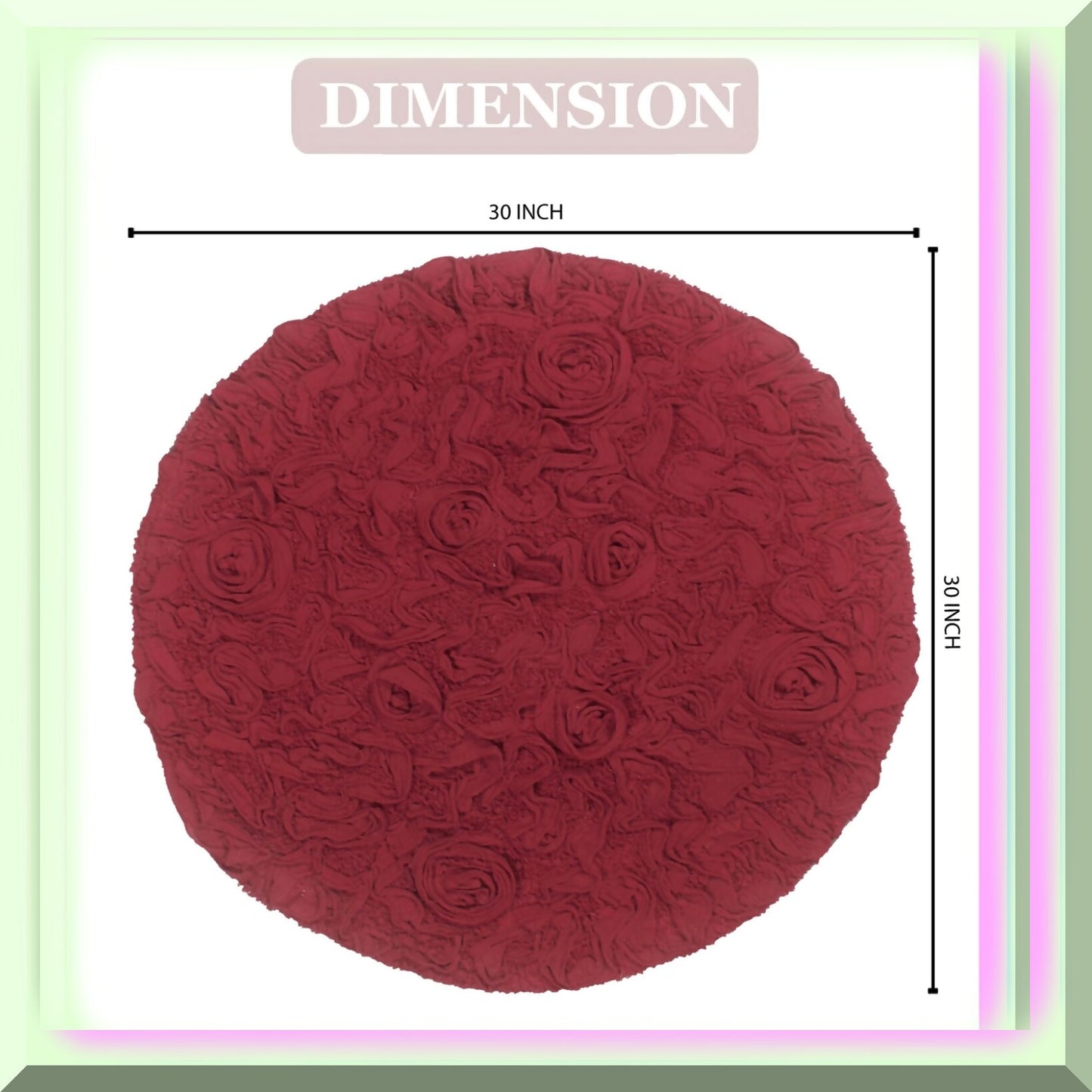 30" Round Cotton Bath Rug Red