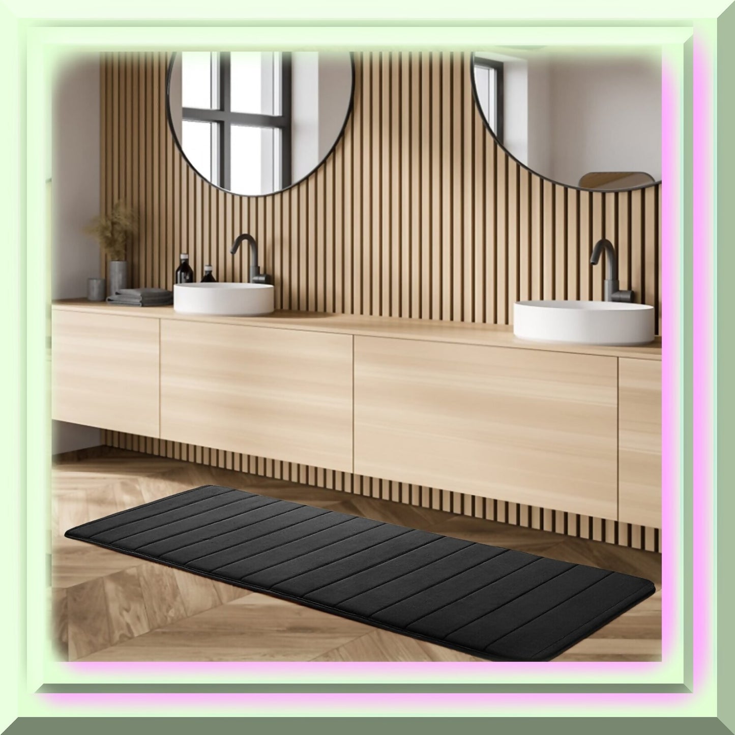 Memory Foam Bath Mat 16"x47" Black