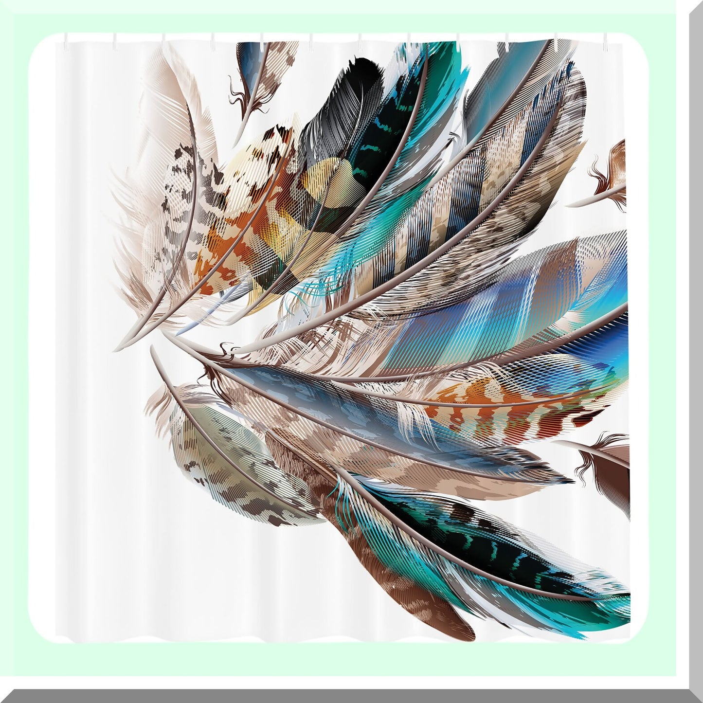 Feathers Bohemian Shower Curtain 69x70 inches