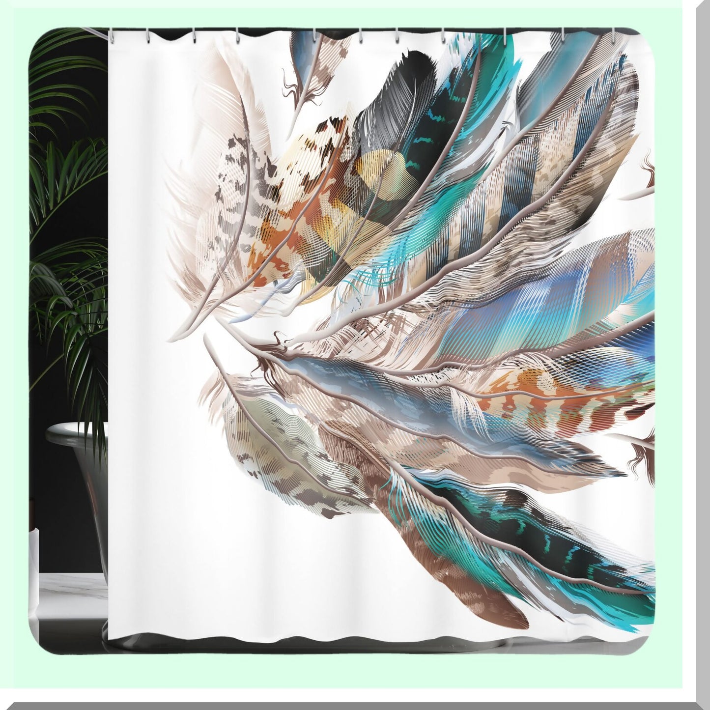 Feathers Bohemian Shower Curtain 69x70 inches