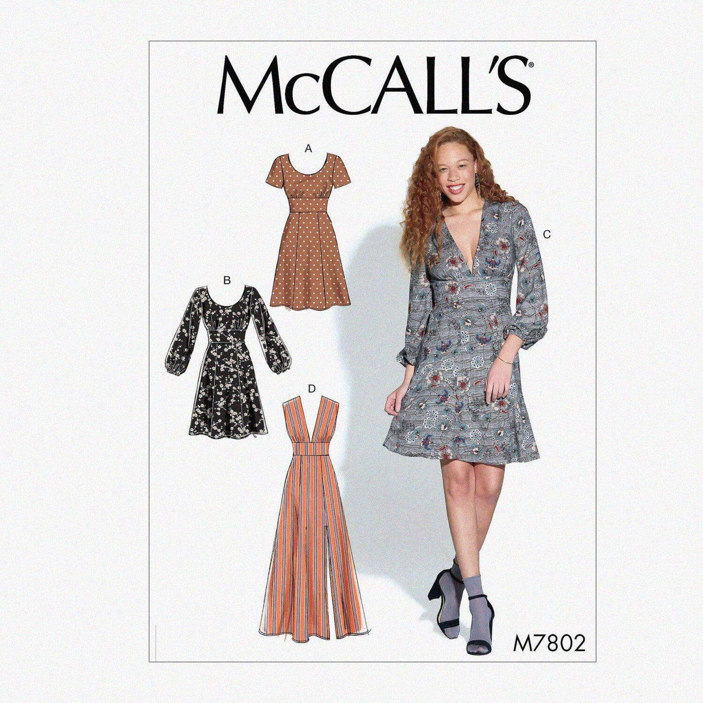 Women's Open Neckline Dress Sewing Pattern, Sizes 14-22, White
