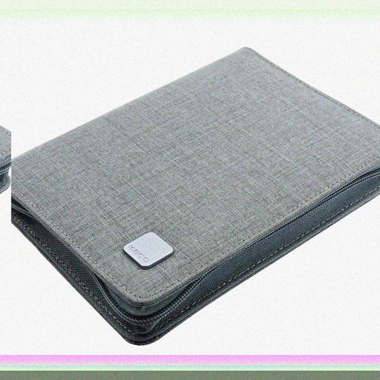 10 Slots Gray Waterproof Canvas Pen Case