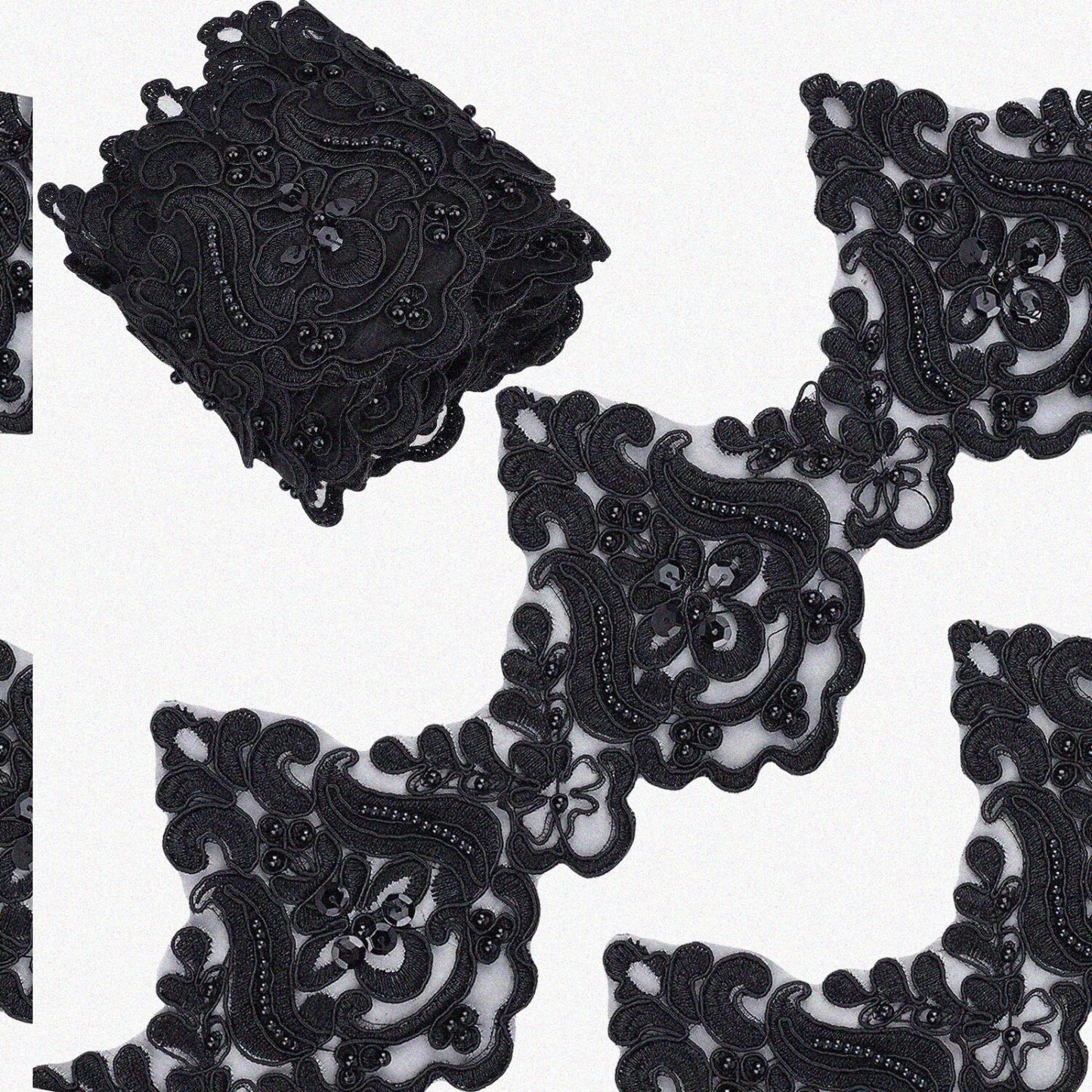 3 Yards 5 Inch Black Embroidered Lace Trim