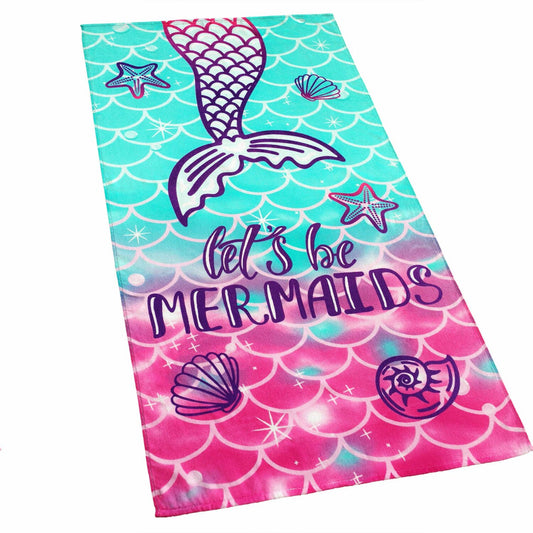 Mermaid Princess Beach Towel 28x55 Pink Green