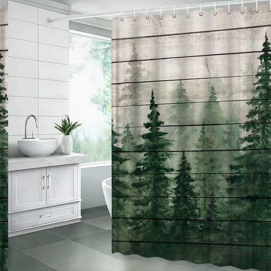 Misty Forest Shower Curtain 70x70 Inches Green