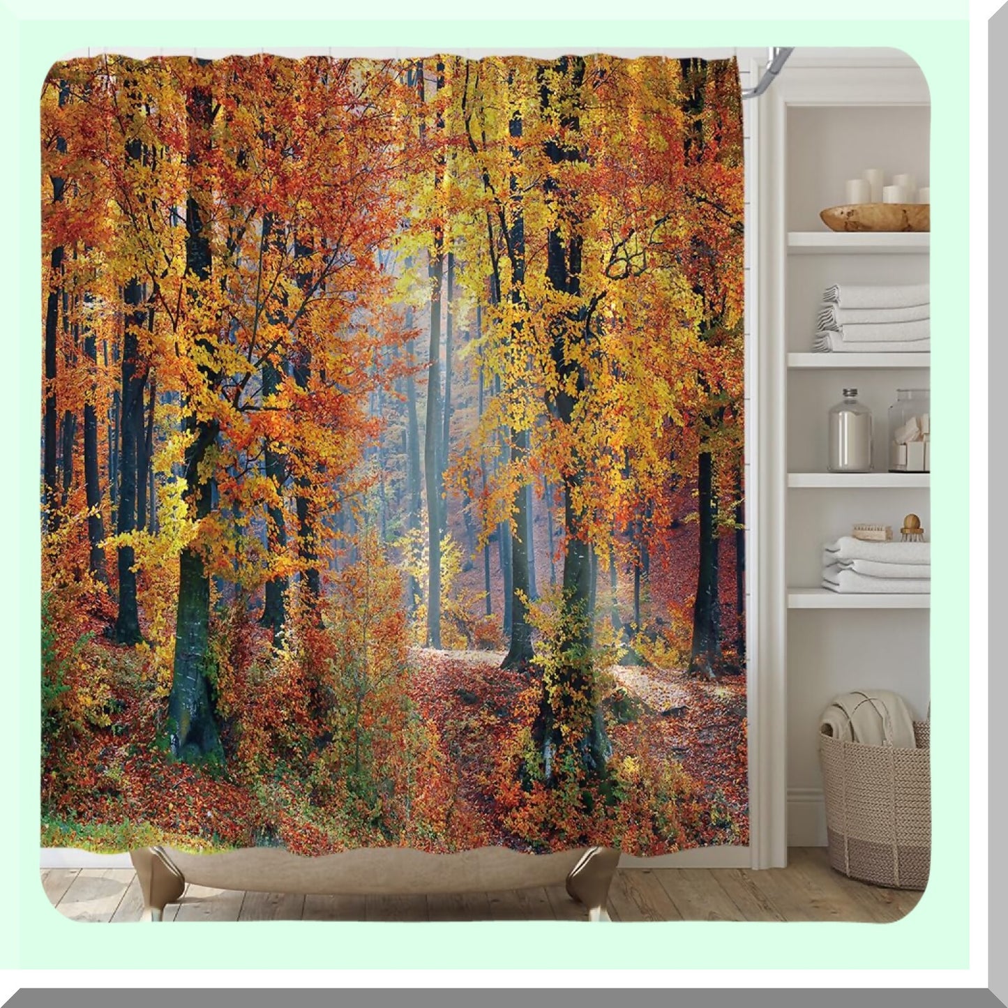 Fall Forest Shower Curtain 70x70 Inches with Hooks