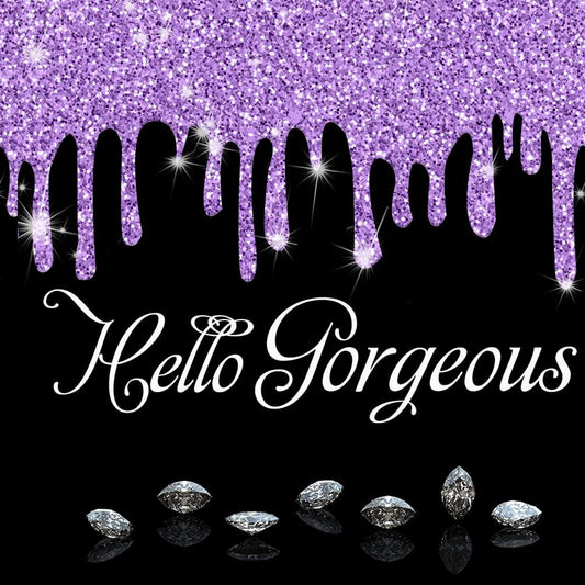 Hello Gorgeous Bling Diamond Shower Curtain Purple Black