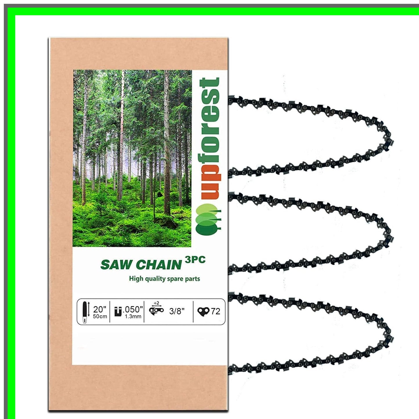 3-Pack E72 Chainsaw Chain 20 Inch Low Kickback for Husqvarna and Stihl