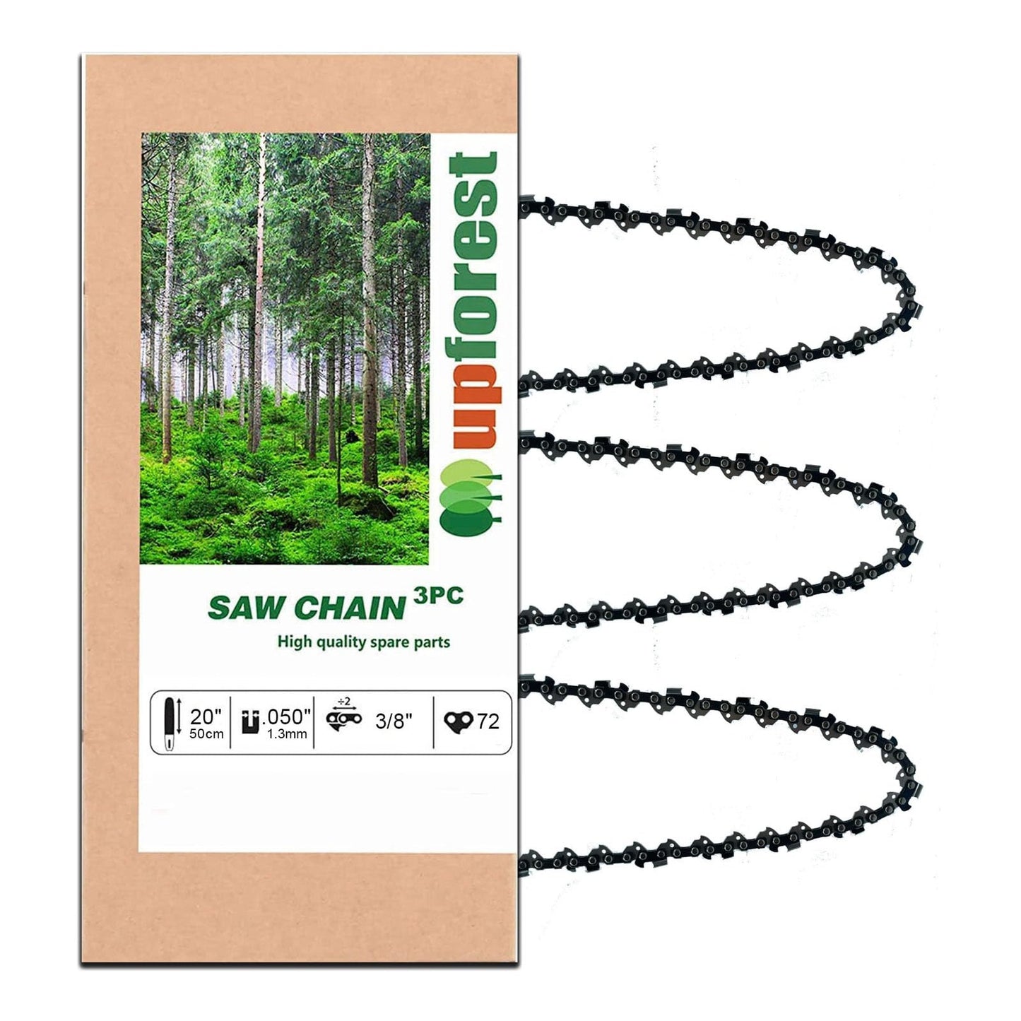 3-Pack E72 Chainsaw Chain 20 Inch Low Kickback for Husqvarna and Stihl