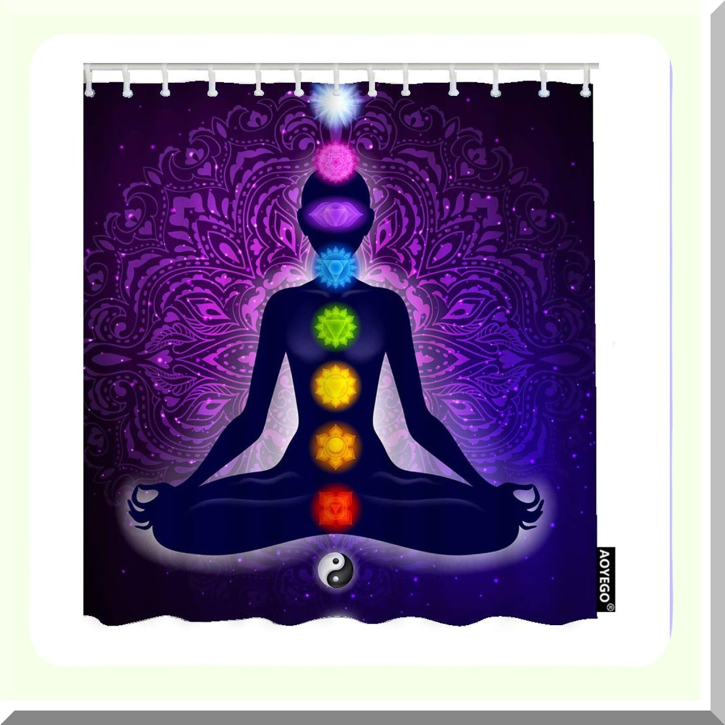 Meditating Woman Lotus Pose Shower Curtain 72x84 Inch