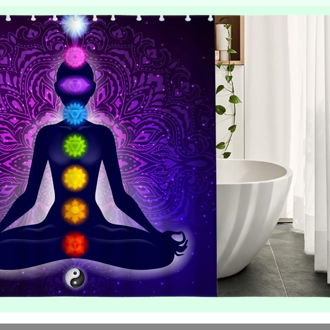 Meditating Woman Lotus Pose Shower Curtain 72x84 Inch