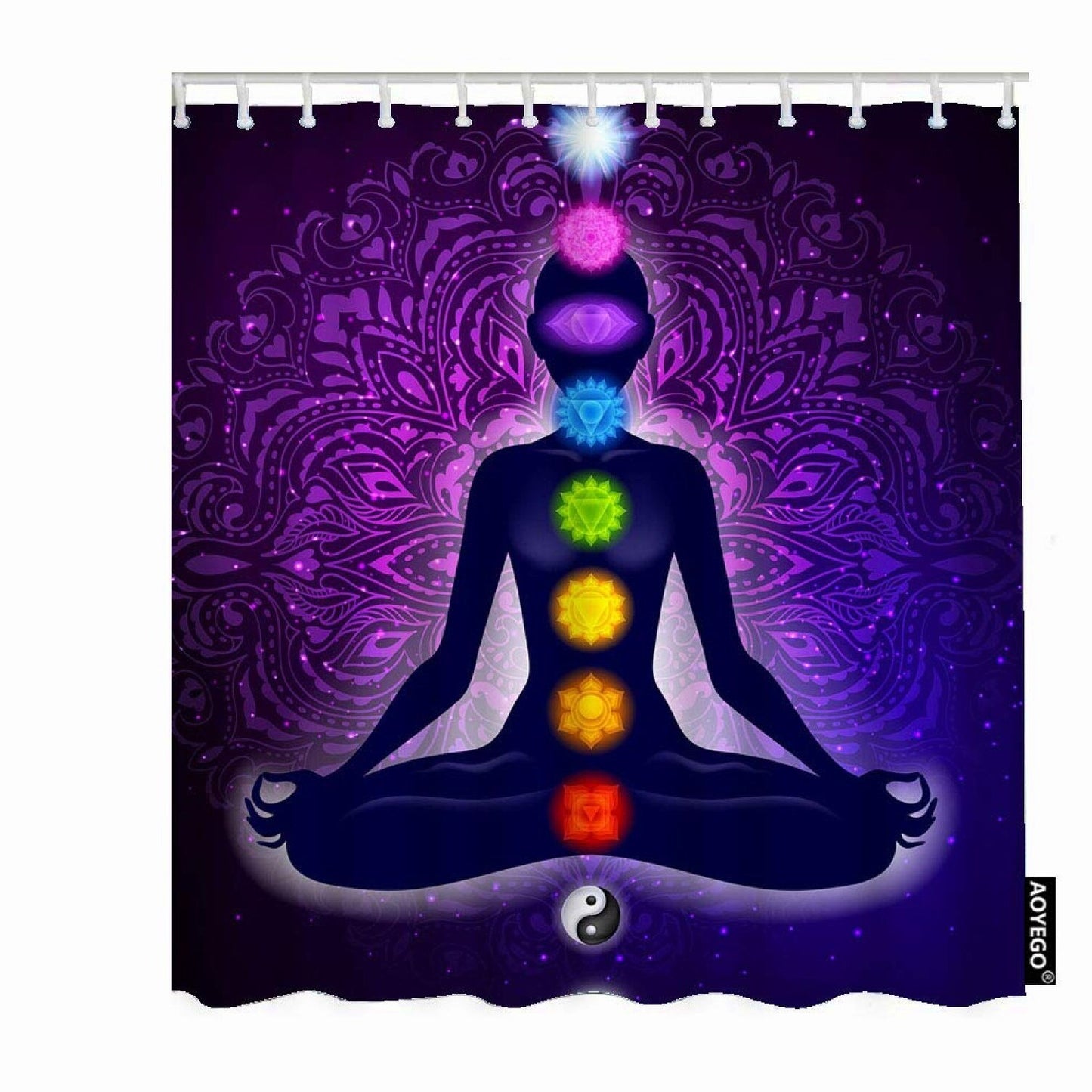 Meditating Woman Lotus Pose Shower Curtain 72x84 Inch
