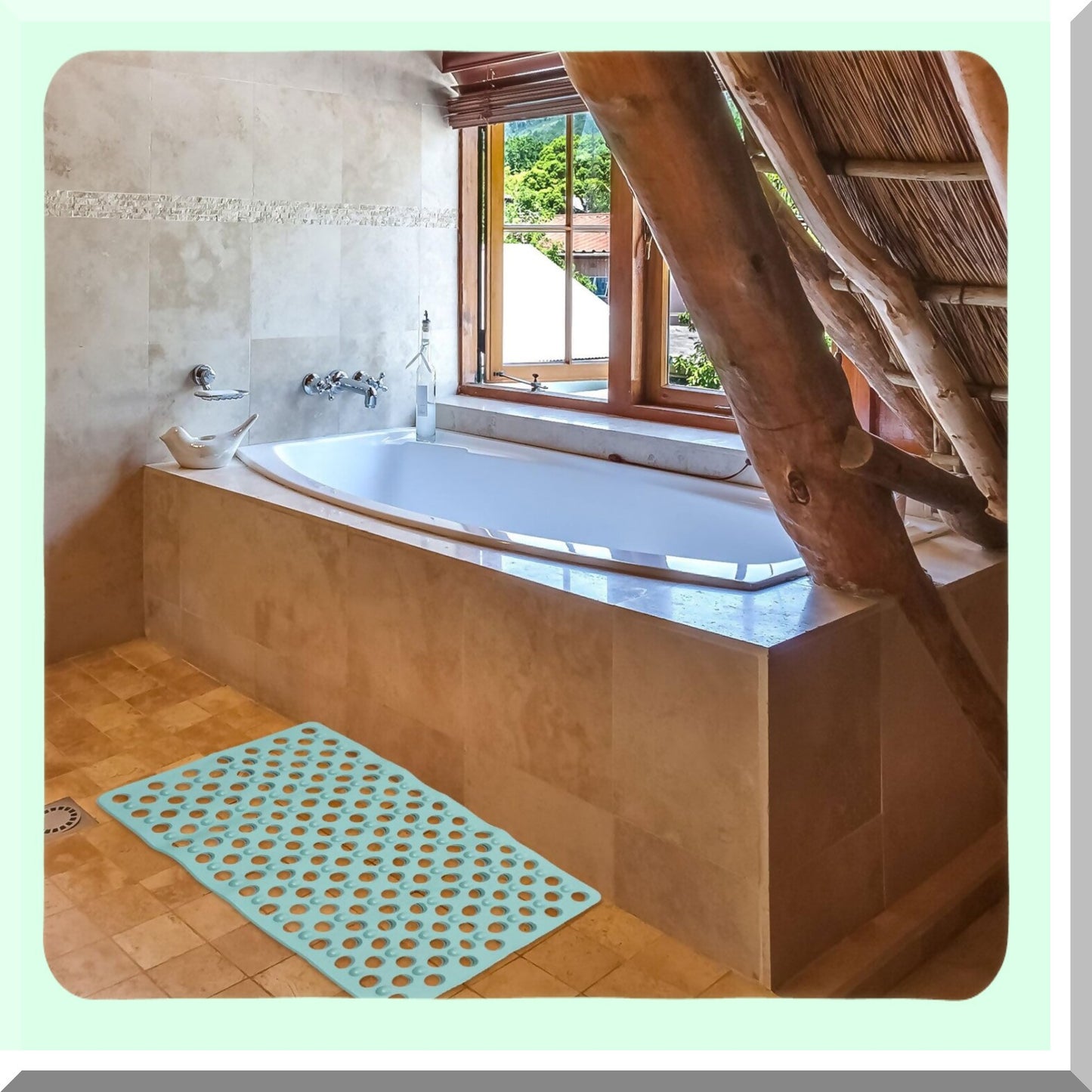 Light Green Shower Bathtub Mat 69x35.5cm