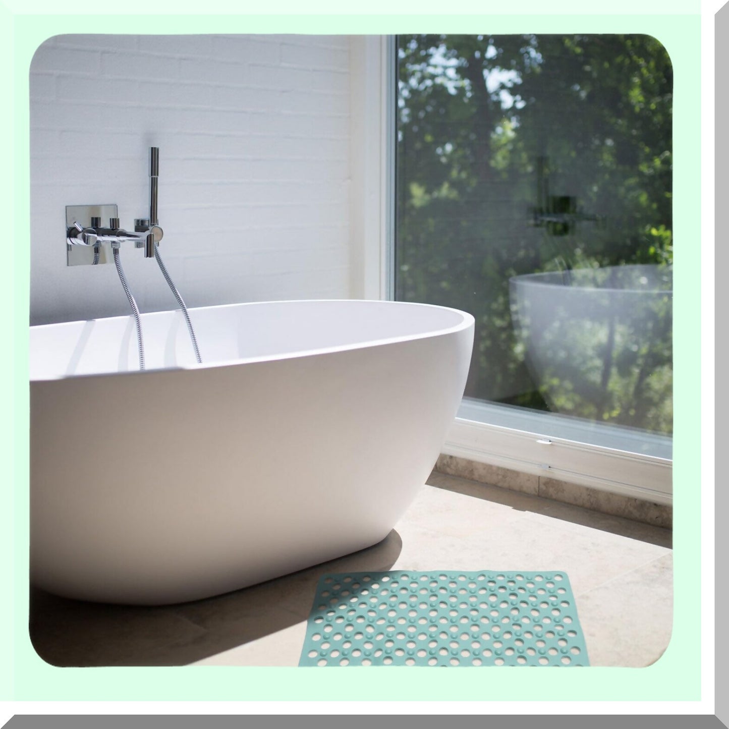 Light Green Shower Bathtub Mat 69x35.5cm