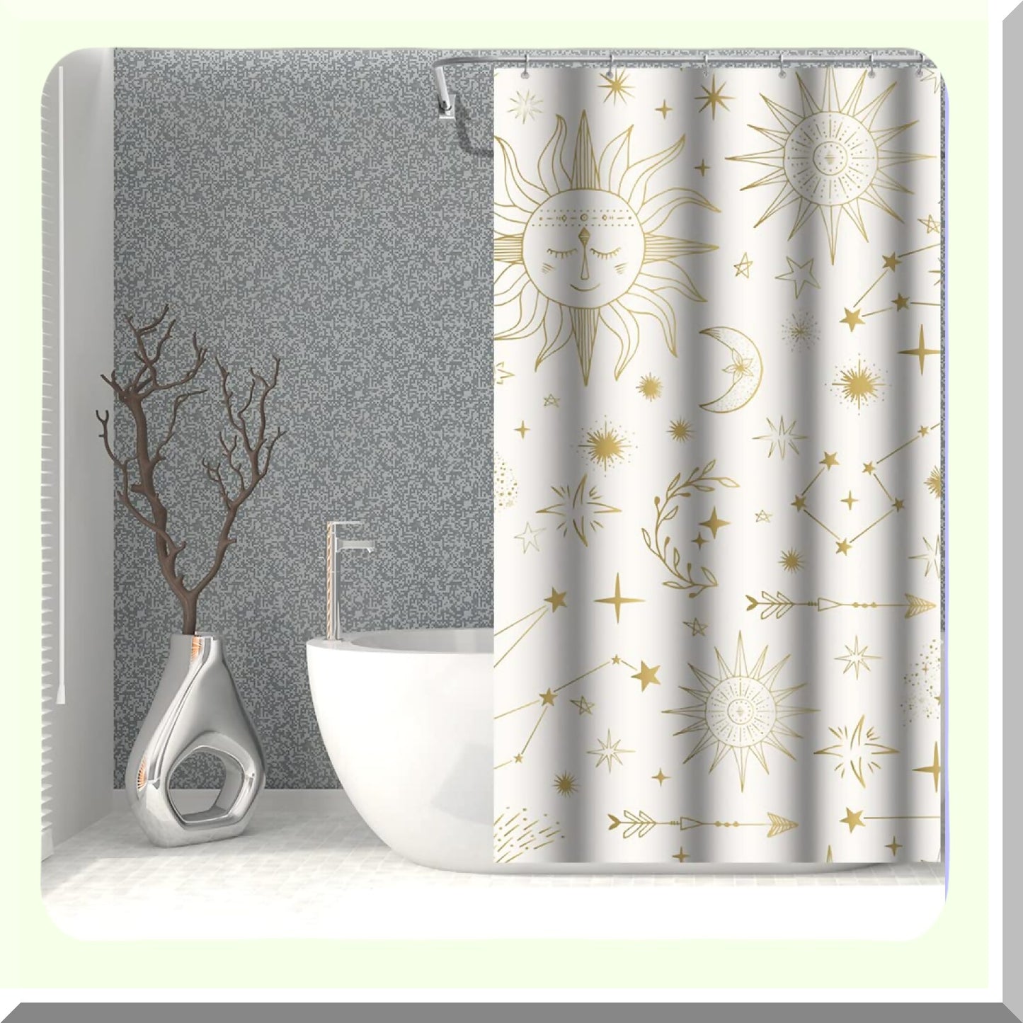 Concise Style Sun Moon Star Shower Curtain 36x72inch