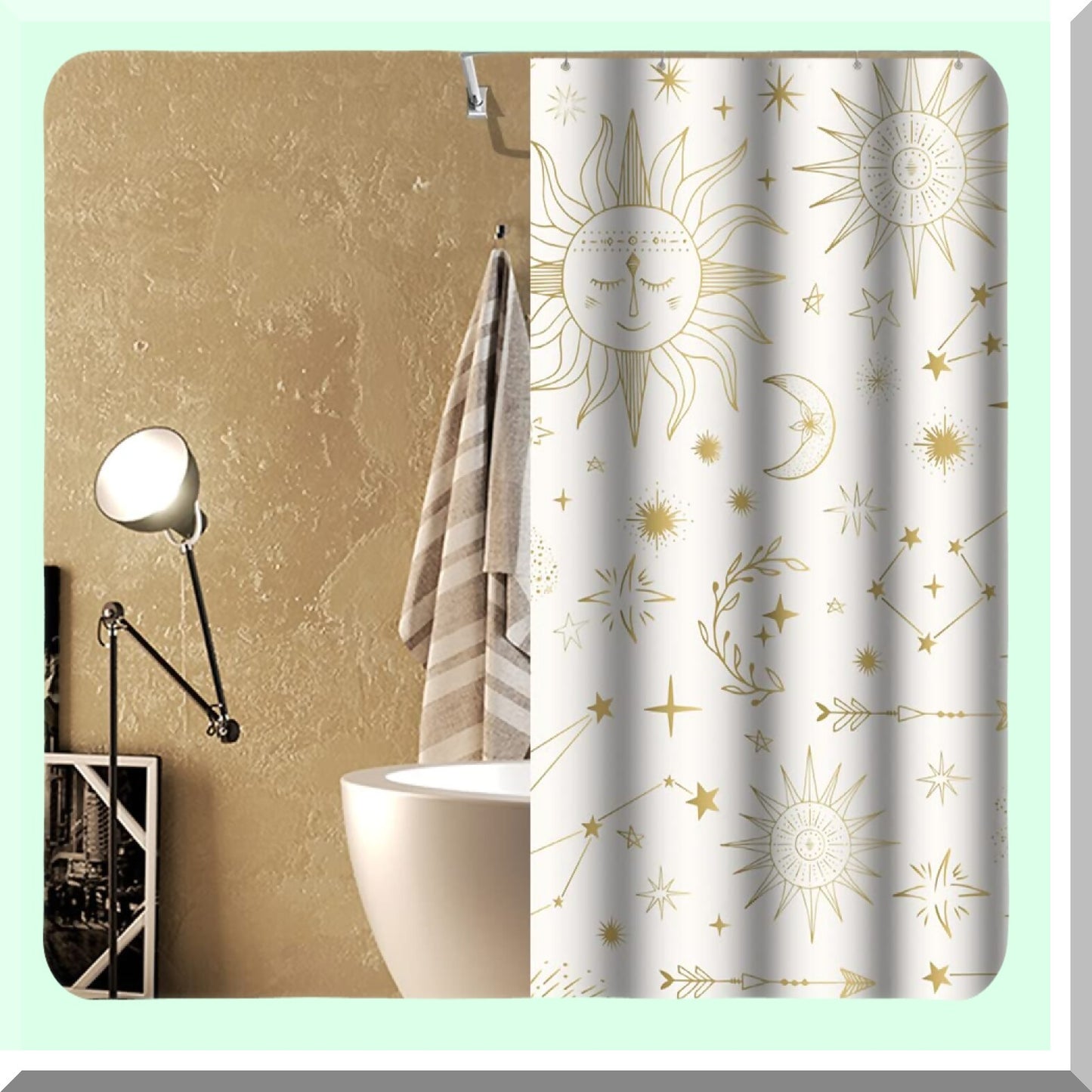 Concise Style Sun Moon Star Shower Curtain 36x72inch