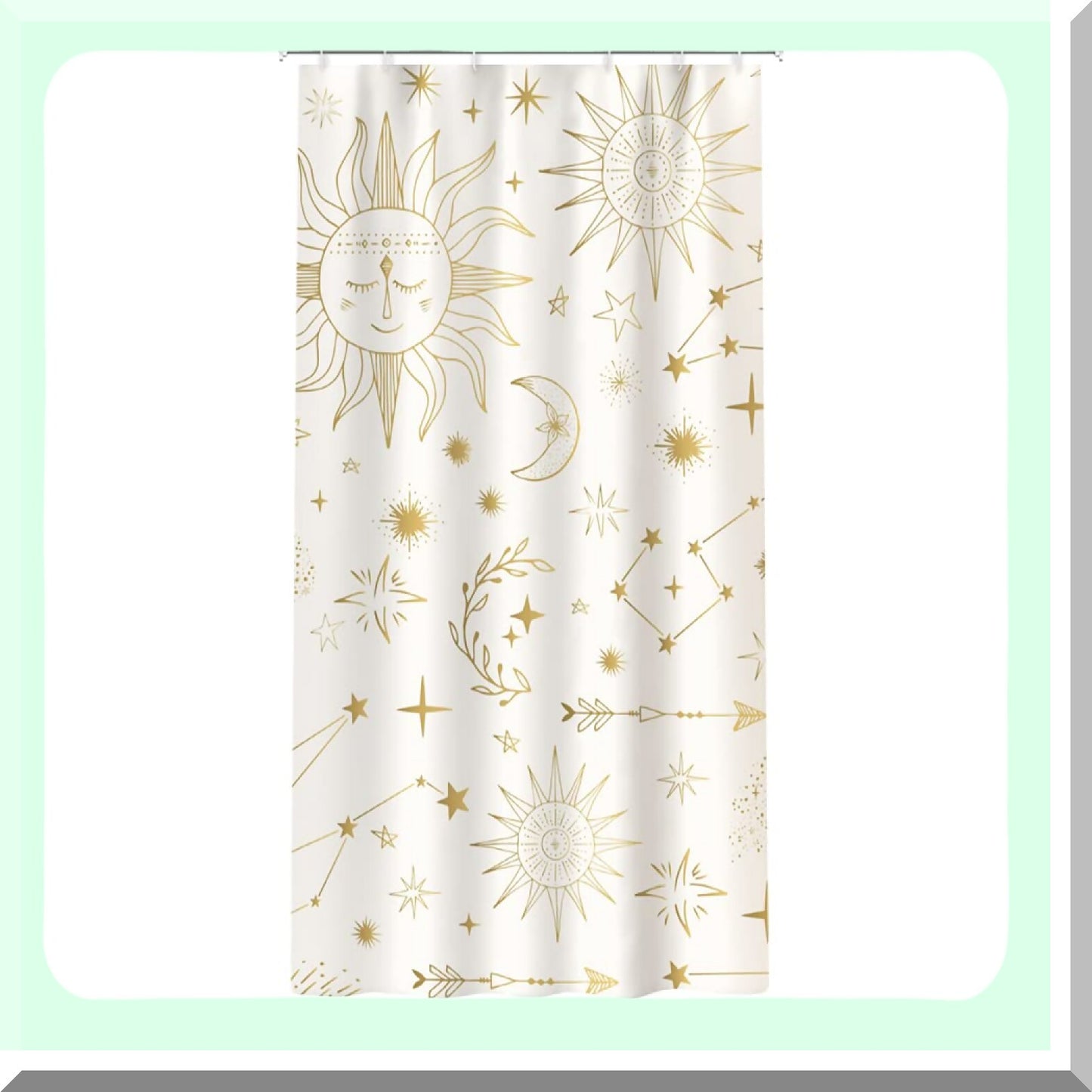 Concise Style Sun Moon Star Shower Curtain 36x72inch
