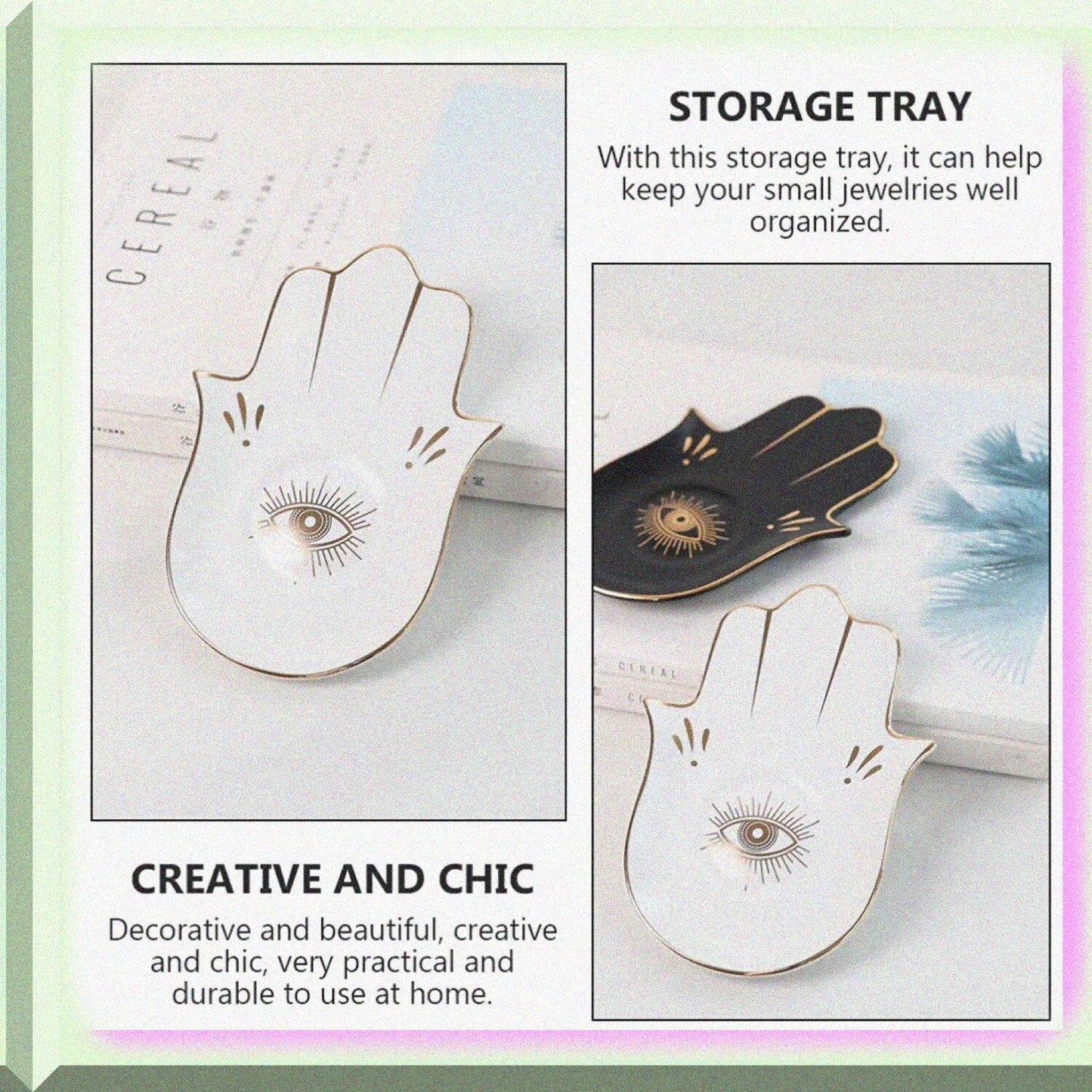 Ceramic Jewelry Dish Buddha Hand White