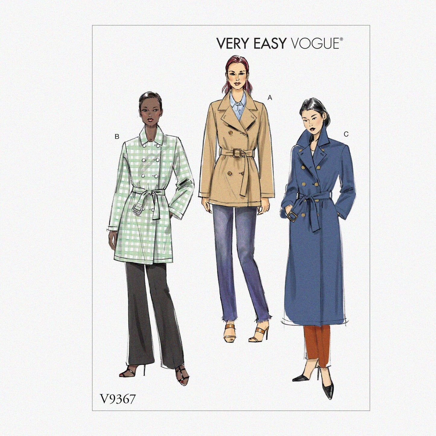 V9367Y Women's Double-Breasted Jacket Sewing Pattern