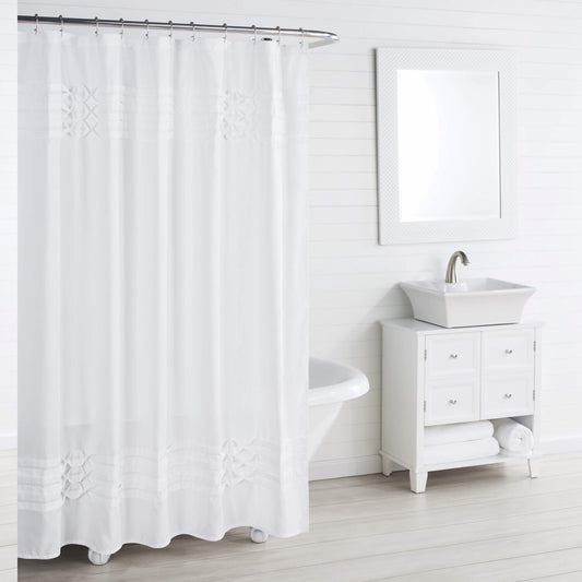 Triple Diamond Shower Curtain 72x72 White