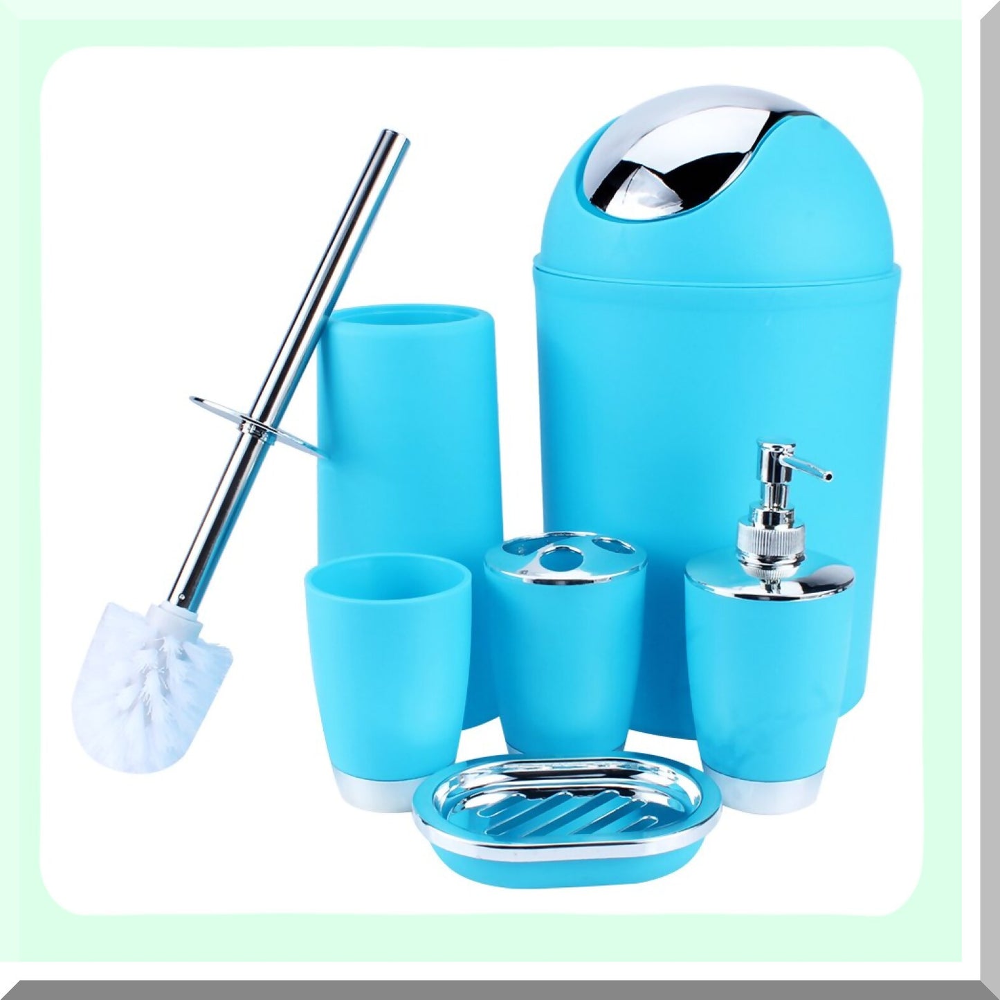 6-Piece Bathroom Accessory Set with Dispenser and Tumbler
