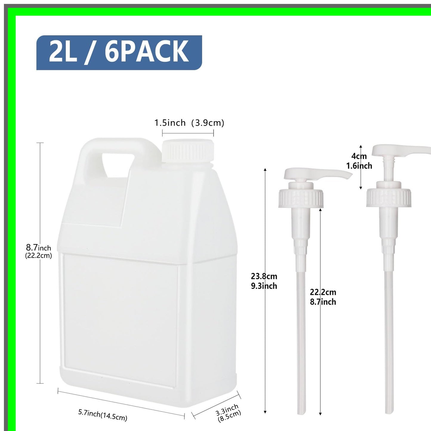 Ergonomic 64oz Clear Plastic Jugs with Pumps for Easy Liquid Storage