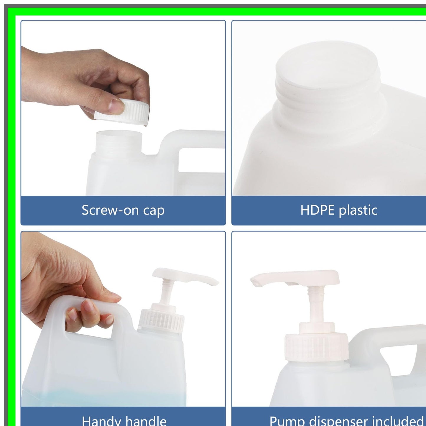 Ergonomic 64oz Clear Plastic Jugs with Pumps for Easy Liquid Storage