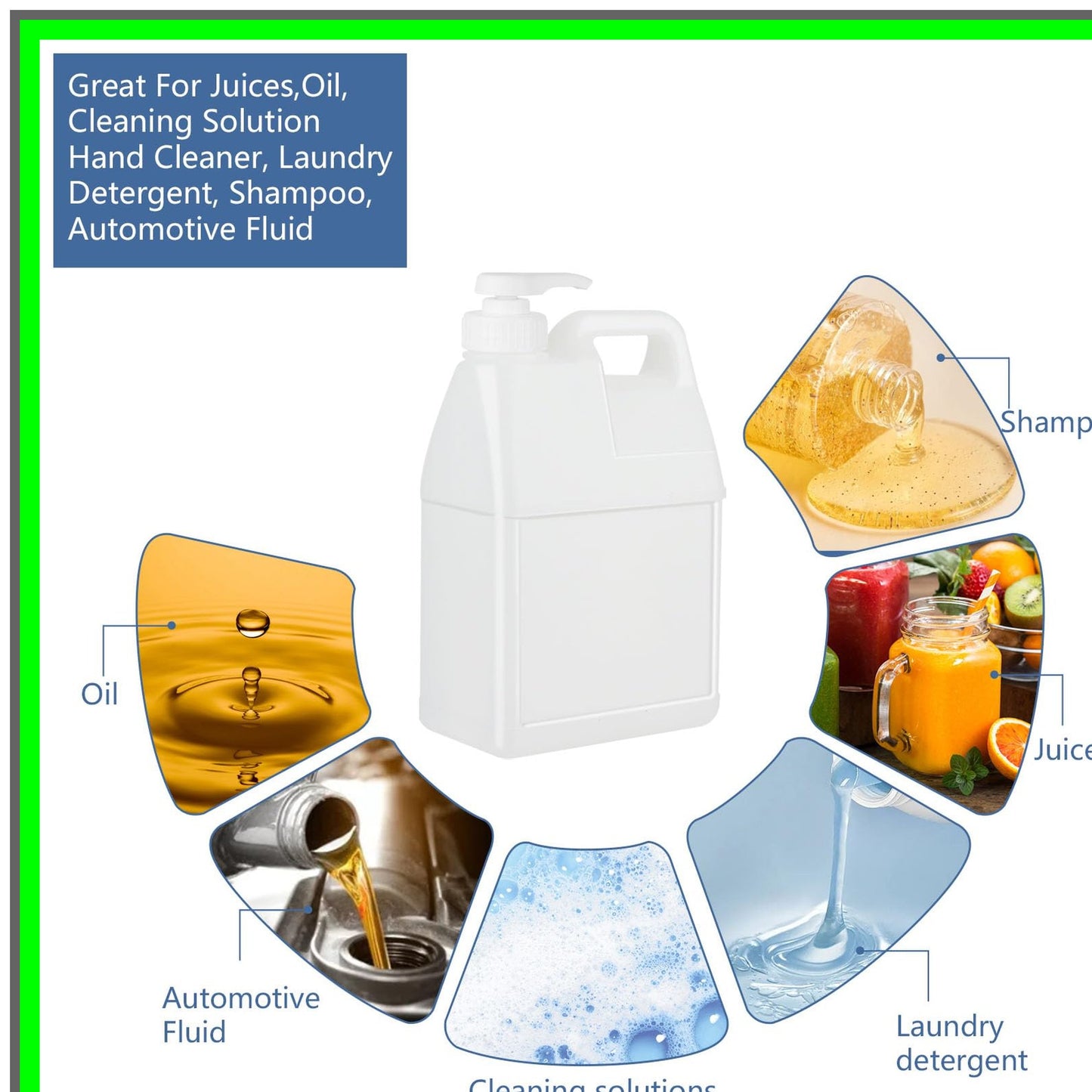 Ergonomic 64oz Clear Plastic Jugs with Pumps for Easy Liquid Storage