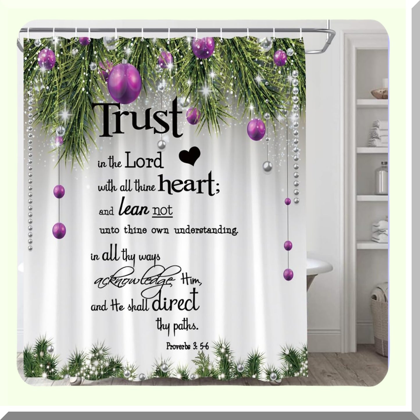 Purple Xmas Balls Shower Curtain 70x70 inches