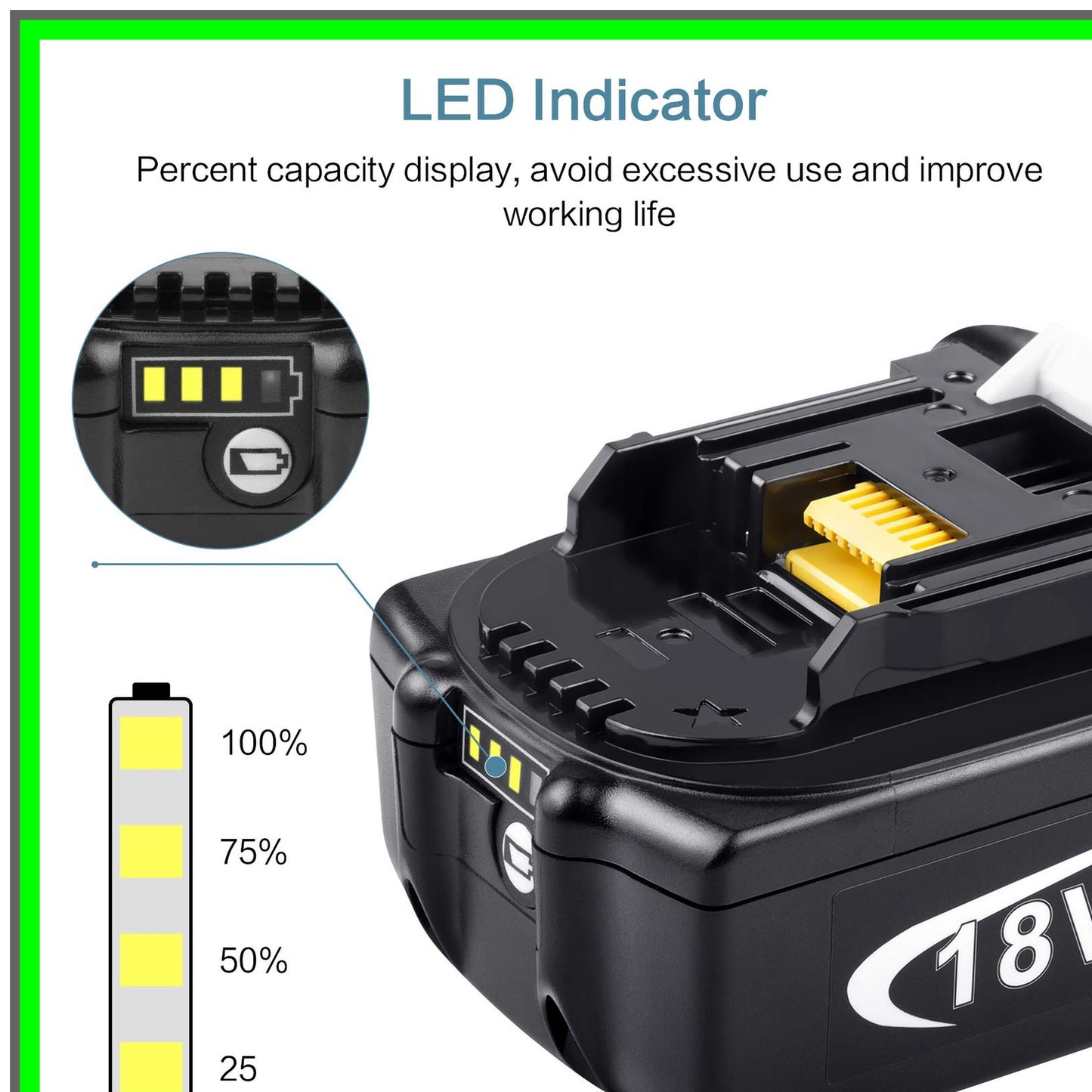 18V 6000mAh Lithium Battery Replacement for Makita Cordless Tools