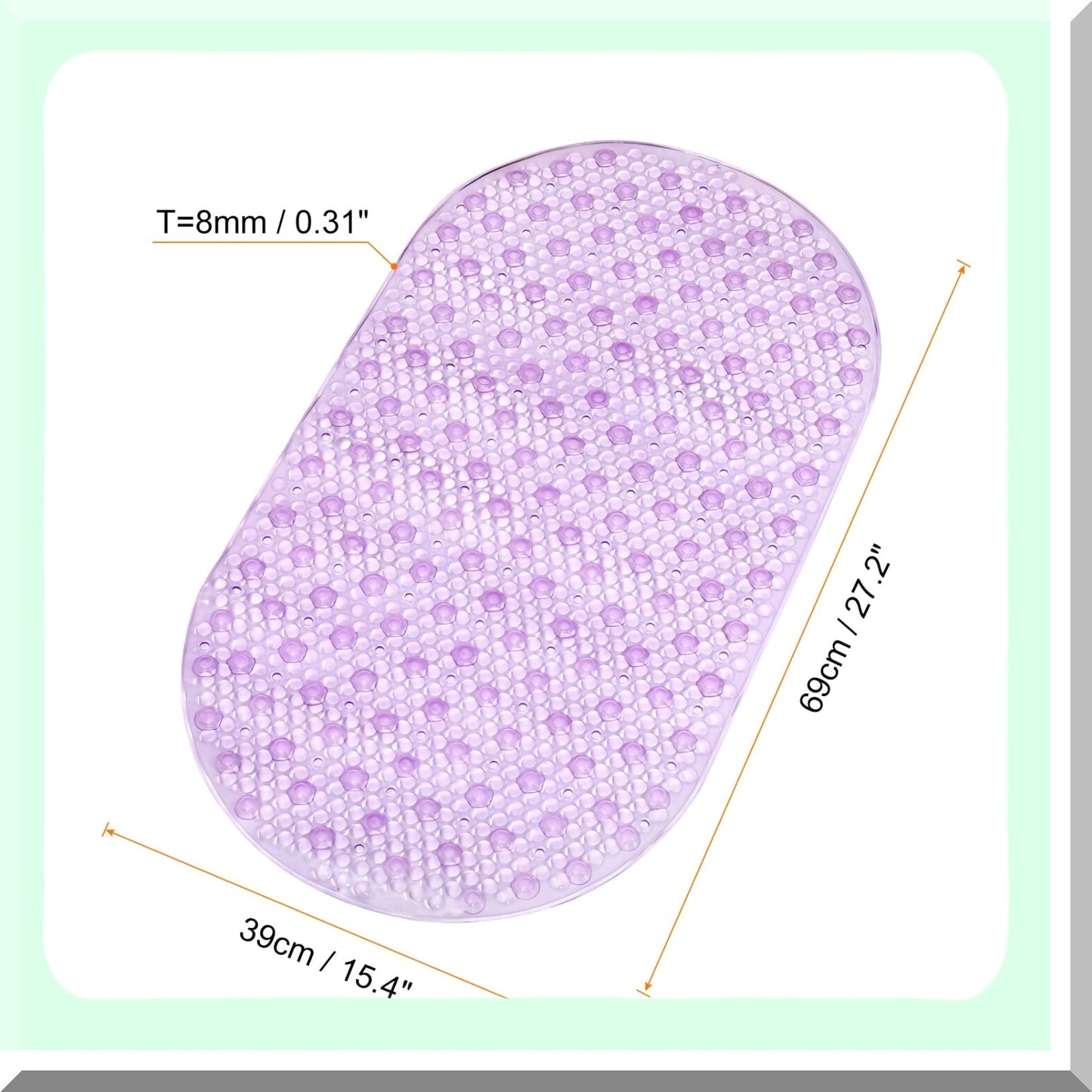 PVC Oval Shower Mat 27.2" x 15.4" Purple