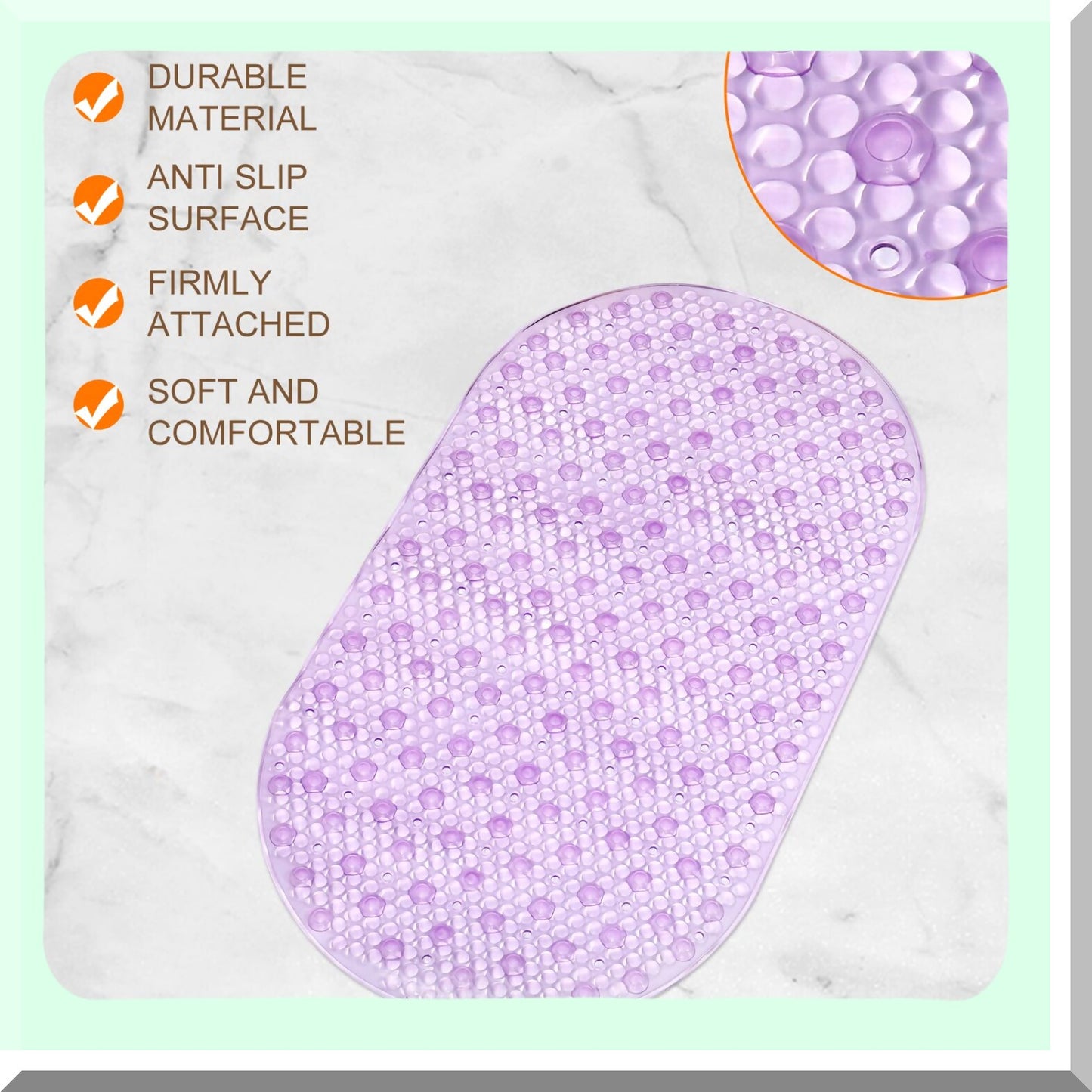 PVC Oval Shower Mat 27.2" x 15.4" Purple