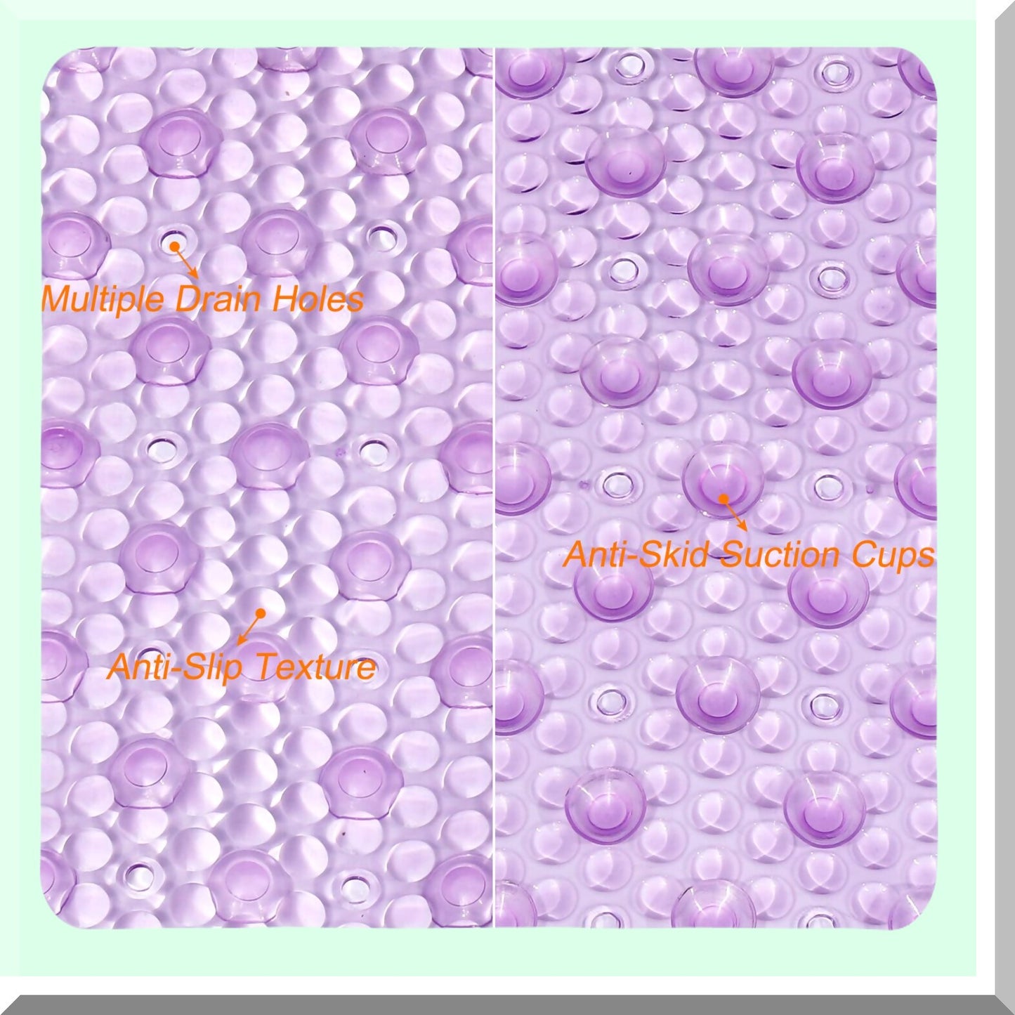 PVC Oval Shower Mat 27.2" x 15.4" Purple