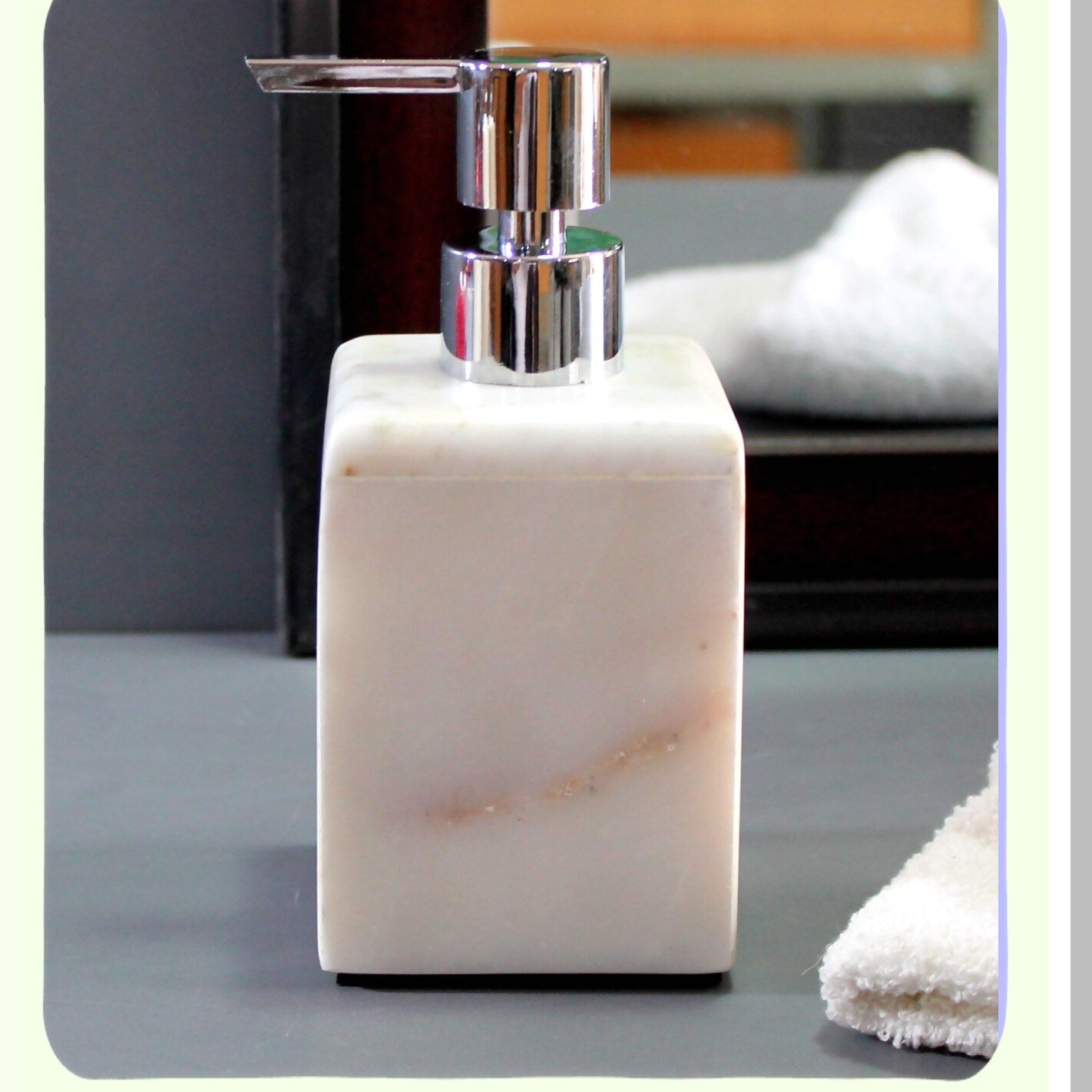 Genuine Marble Soap/Lotion Dispenser White 4in