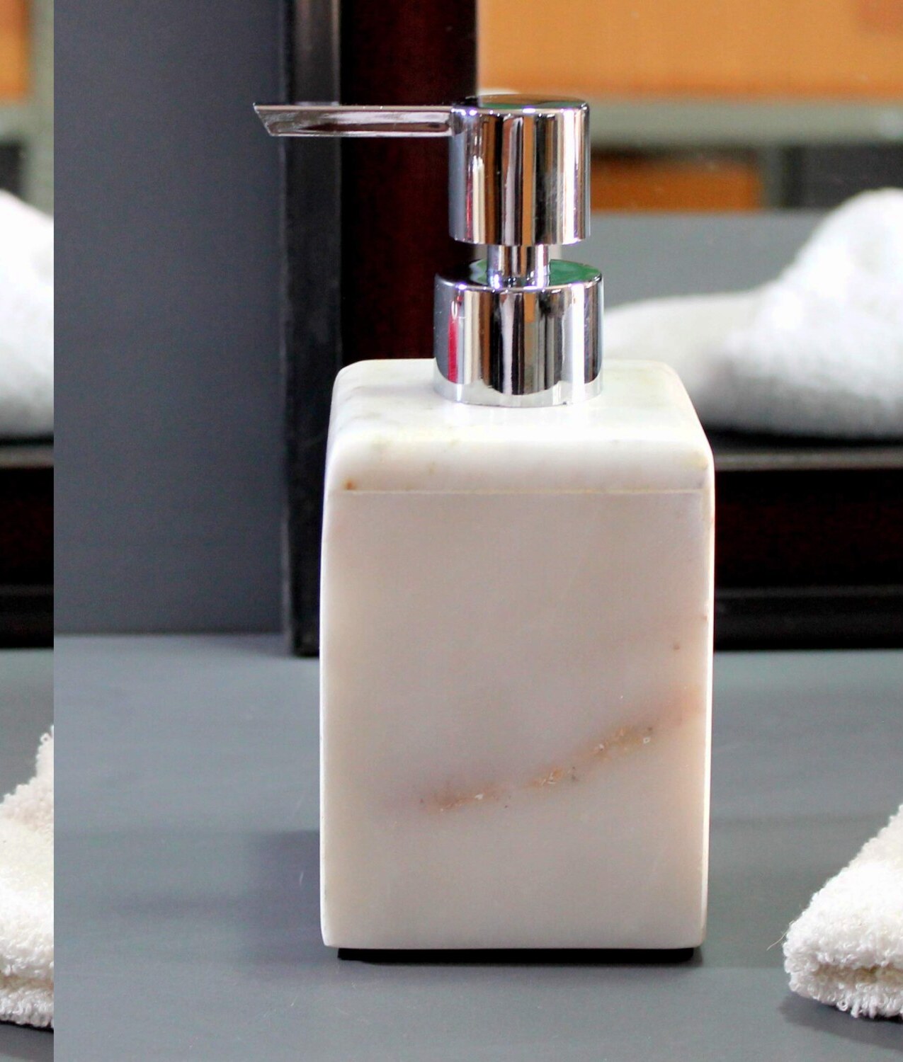 Genuine Marble Soap/Lotion Dispenser White 4in