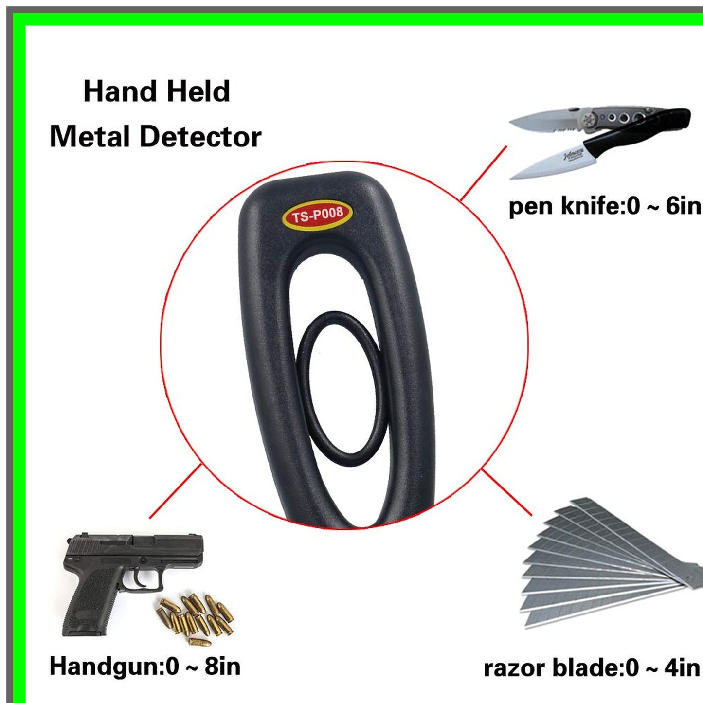 Handheld Metal Detector Wand with Adjustable Sensitivity and Alerts