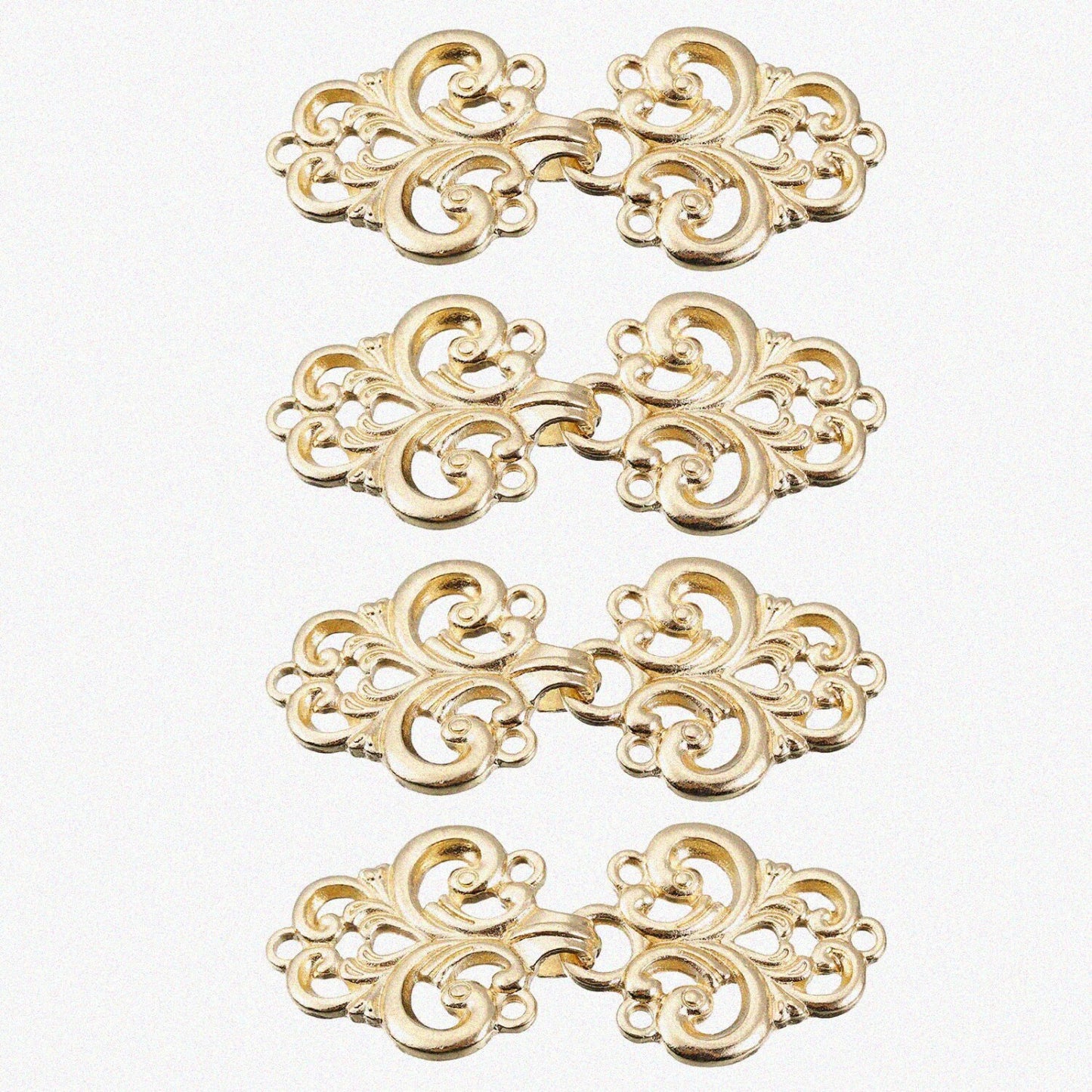 4 Pairs Vintage Flower Cloak Clasps Gold
