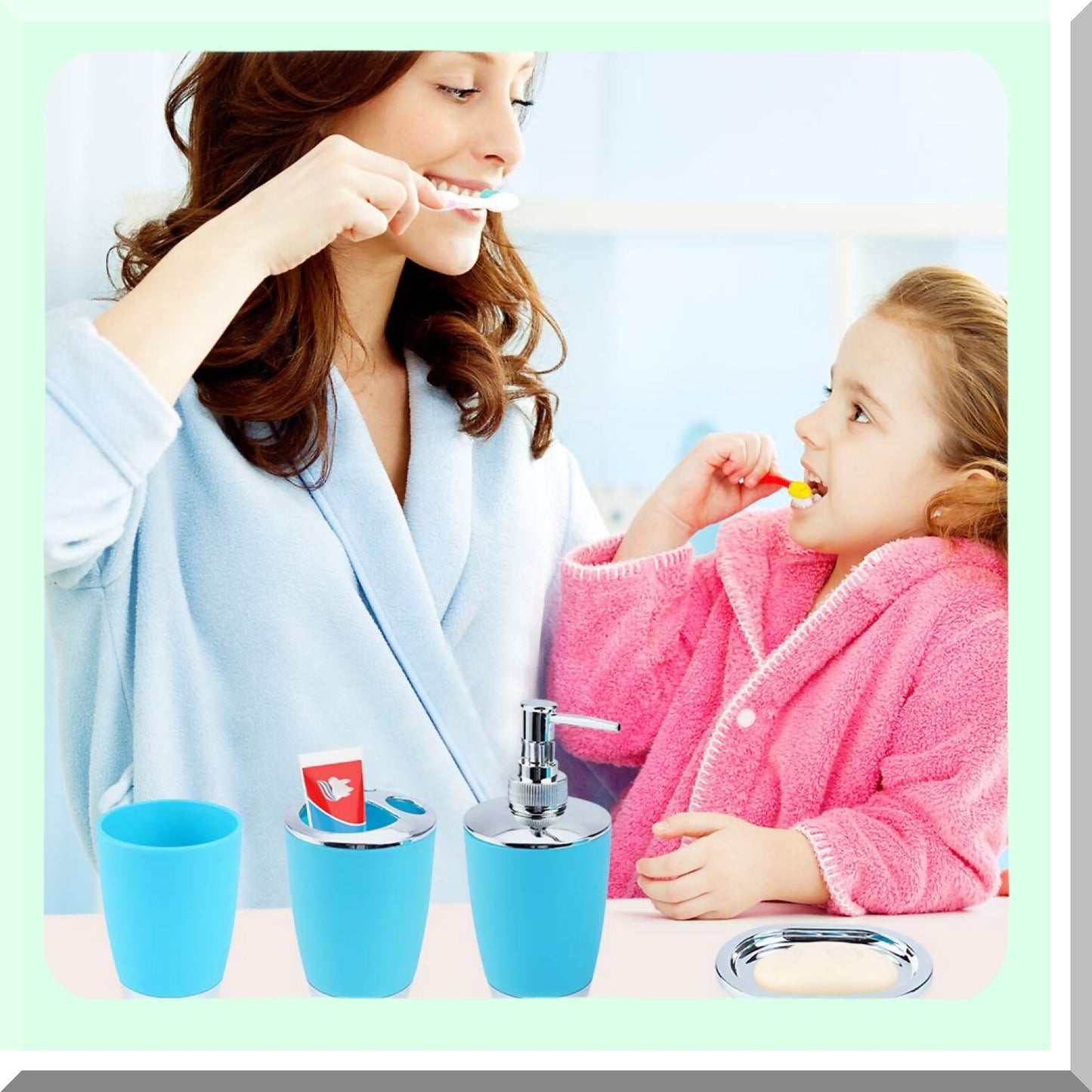 6-Piece Blue Bathroom Accessories Set