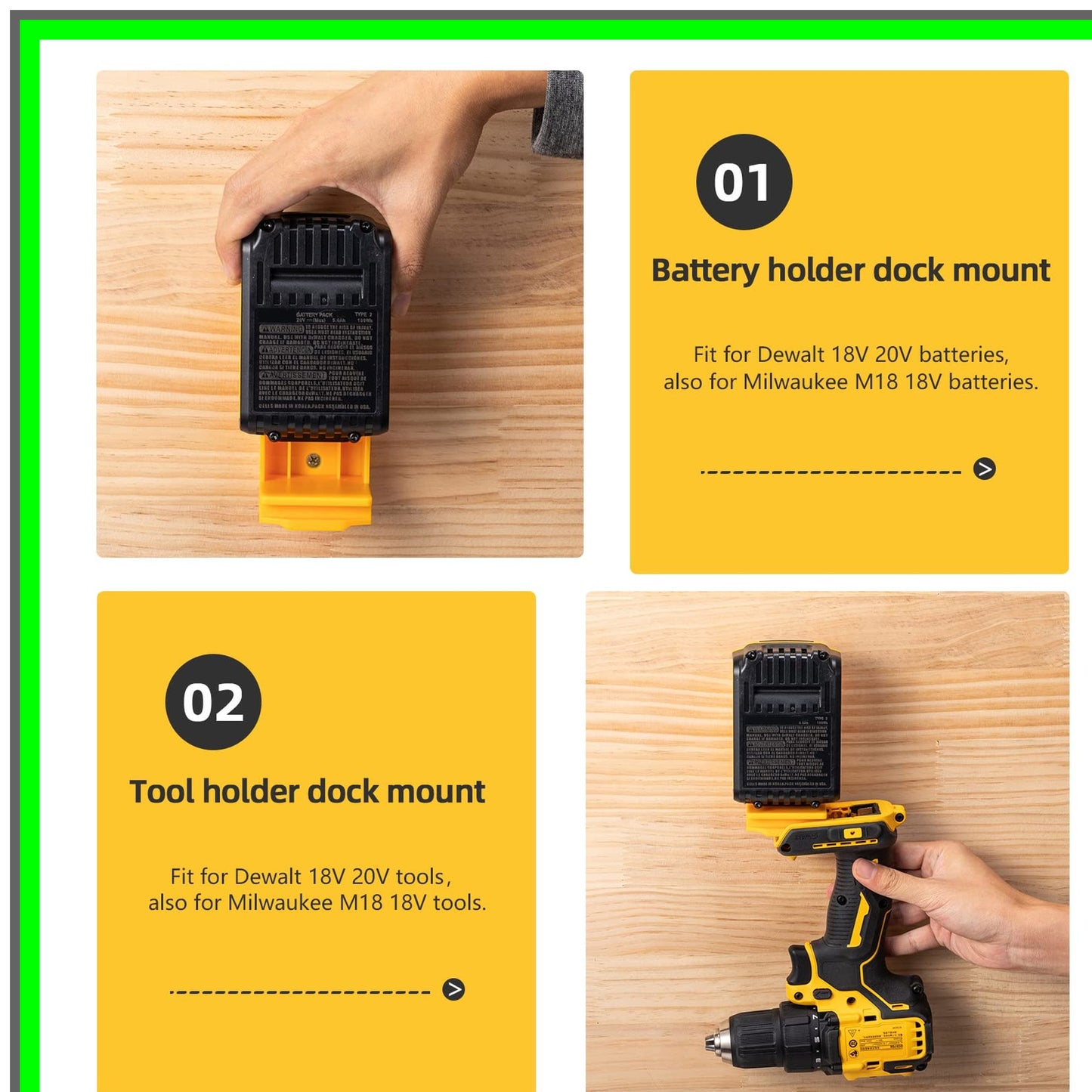 Versatile Tool Mounts and Battery Holders for 18V and 20V Drills