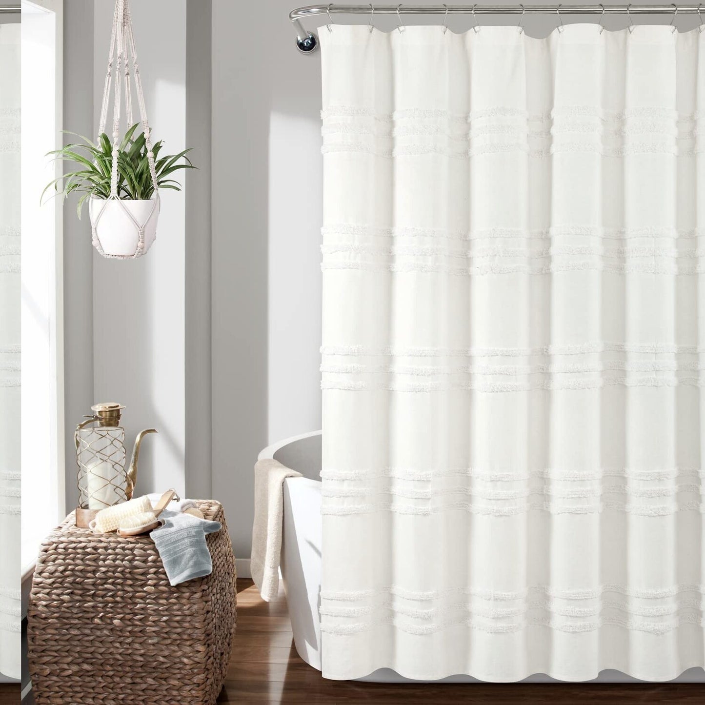 Boho Kendra Yarn Dyed Recycled Cotton Shower Curtain 72"x72"