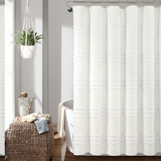 Boho Kendra Yarn Dyed Recycled Cotton Shower Curtain 72"x72"