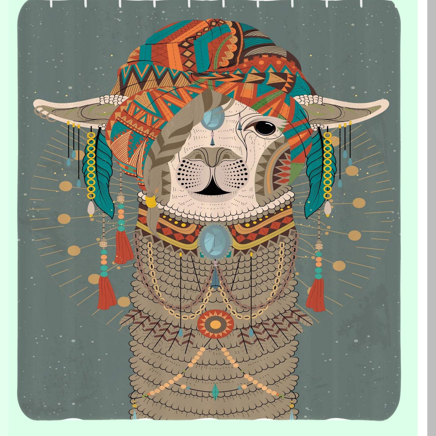 Llama Shower Curtain 69x70 inches with Hooks
