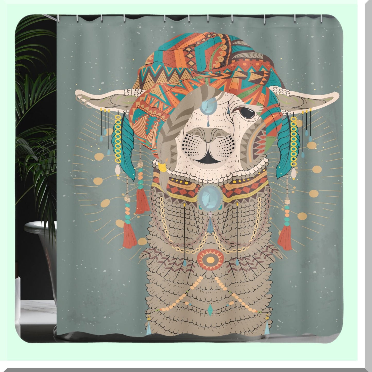Llama Shower Curtain 69x70 inches with Hooks