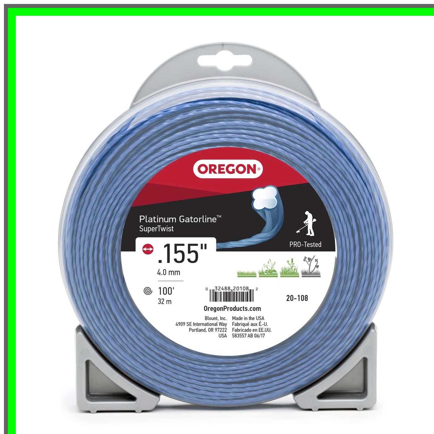 Platinum Gatorline Supertwist Trimmer Line 155-Inch 100-Foot Grey Black