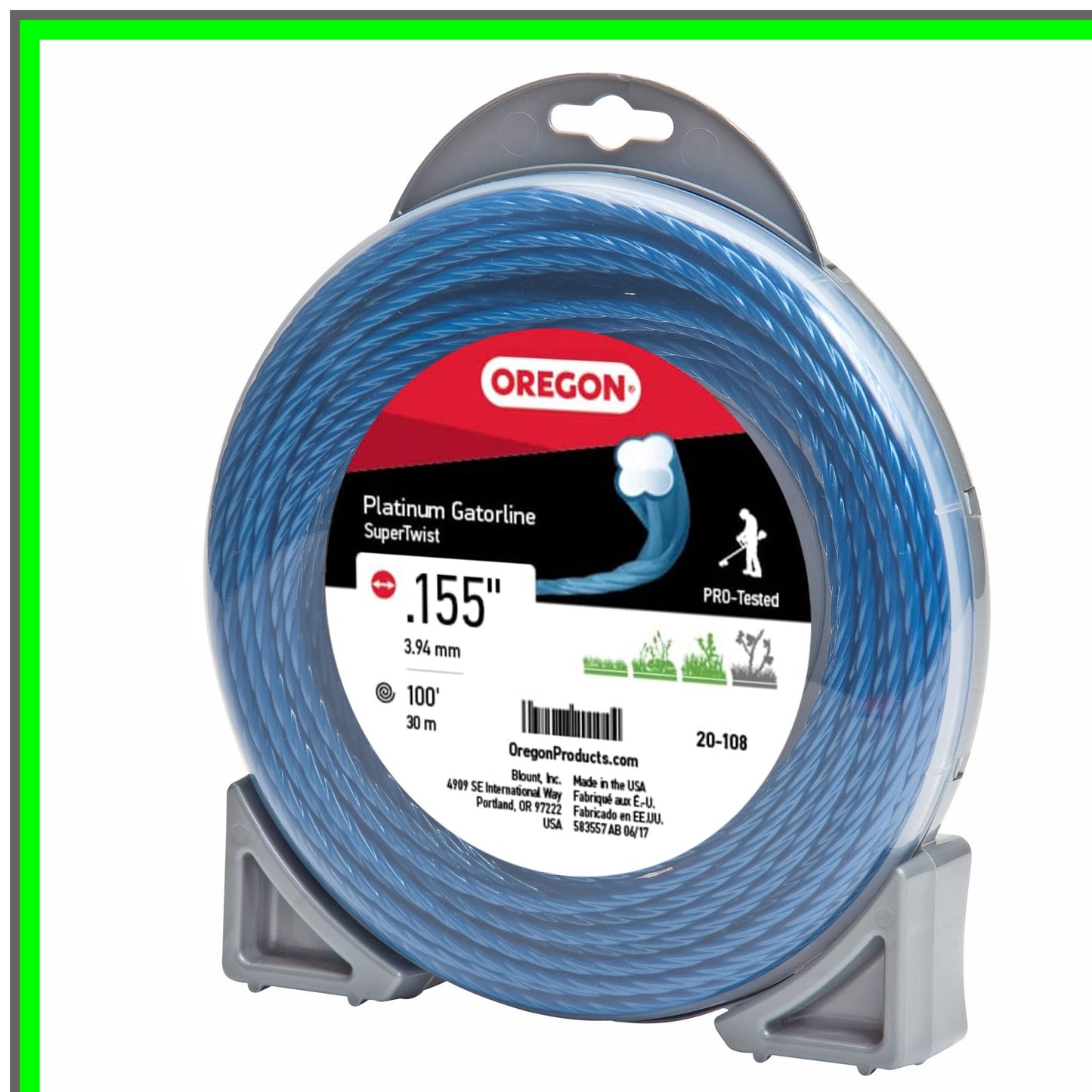 Platinum Gatorline Supertwist Trimmer Line 155-Inch 100-Foot Grey Black