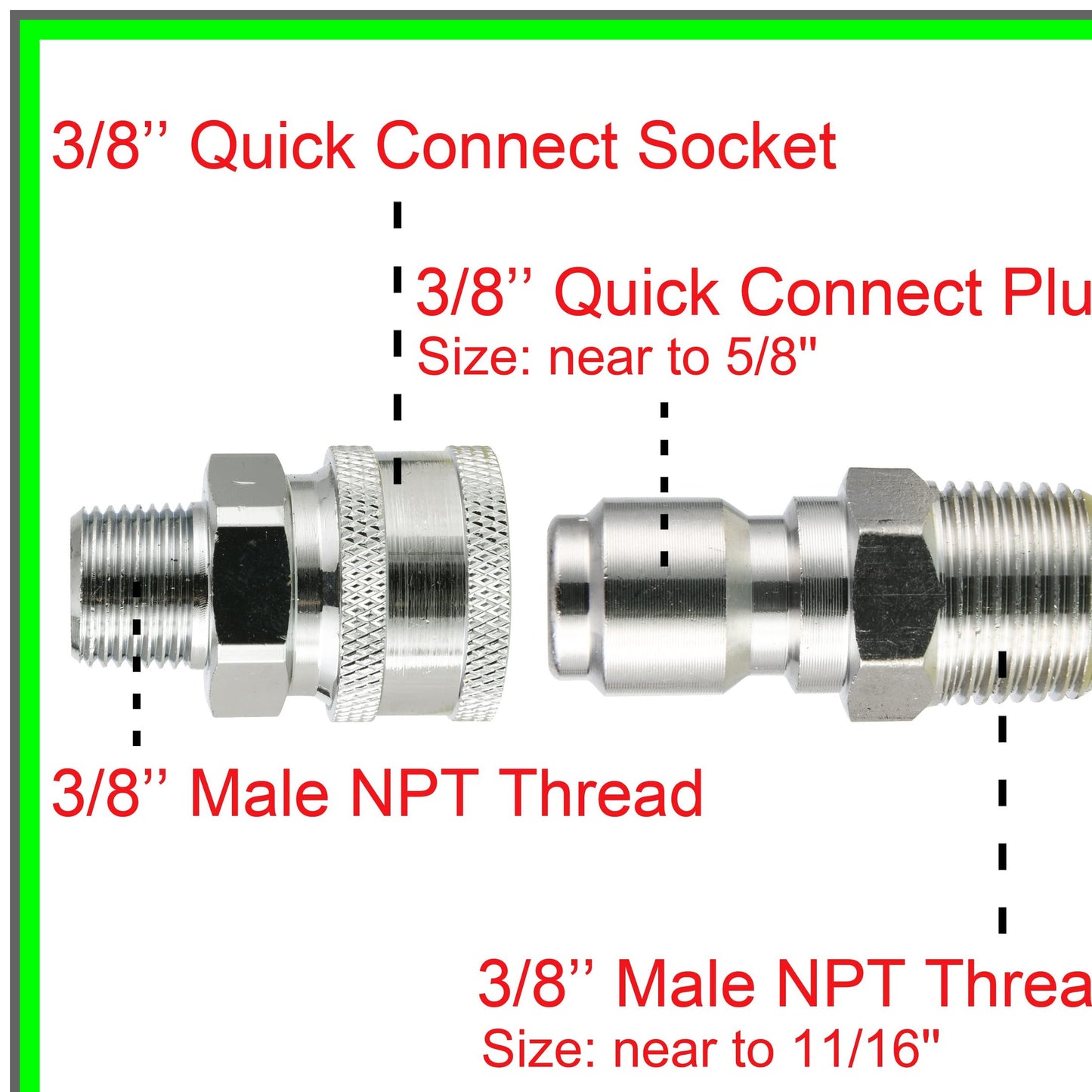 High-Pressure Quick Connect Adapter Set for 3/8 Inch Fittings 5000PSI