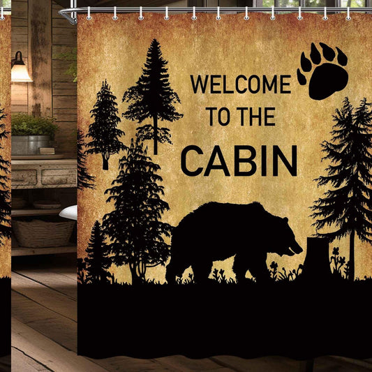 Country Style Bear Shower Curtain 71x71 Inches